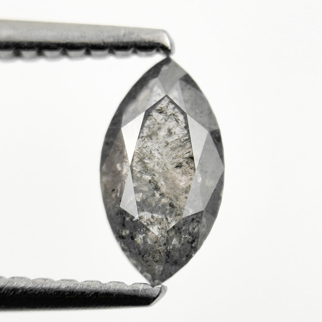 0.72 Ct Marquise Rose Cut Grey Natural Fancy Salt and Pepper Diamond