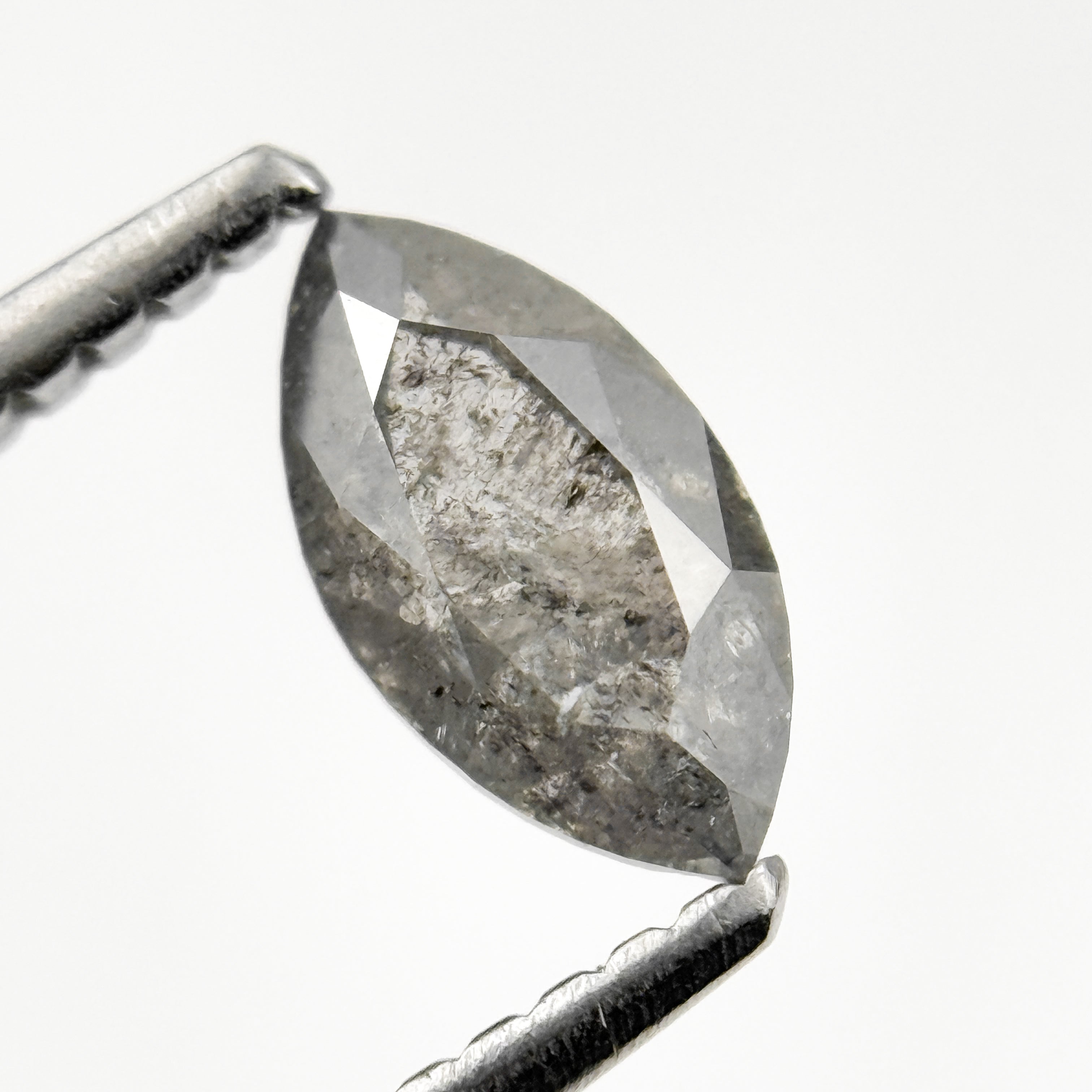 0.72 Ct Marquise Rose Cut Grey Natural Fancy Salt and Pepper Diamond