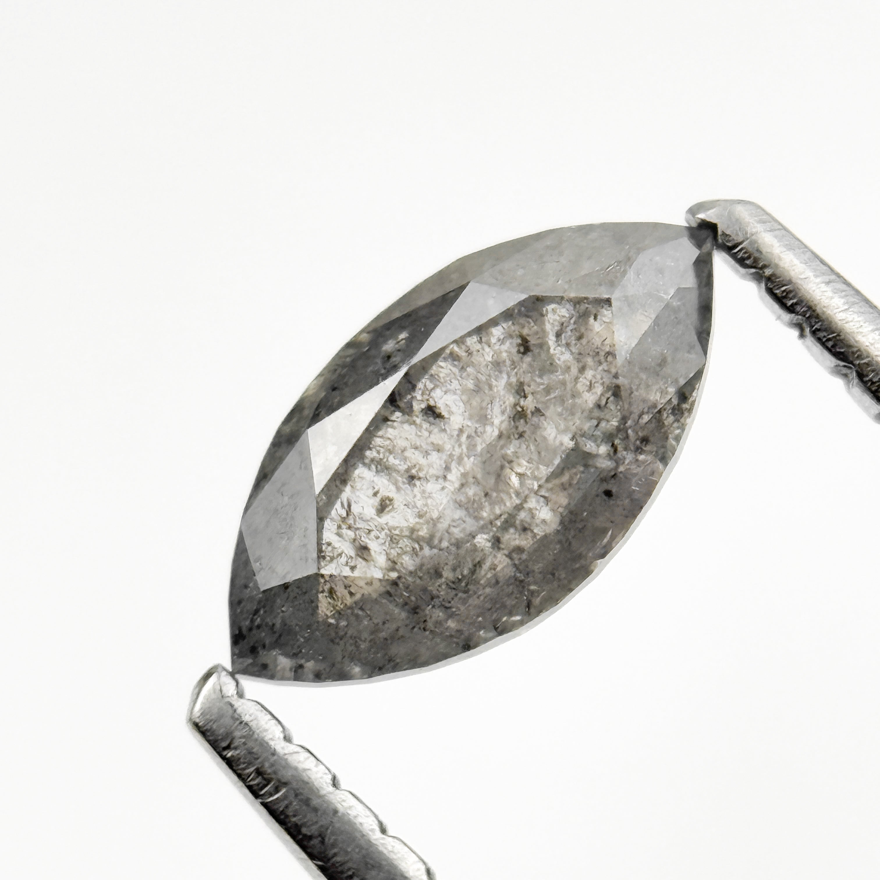 0.72 Ct Marquise Rose Cut Grey Natural Fancy Salt and Pepper Diamond