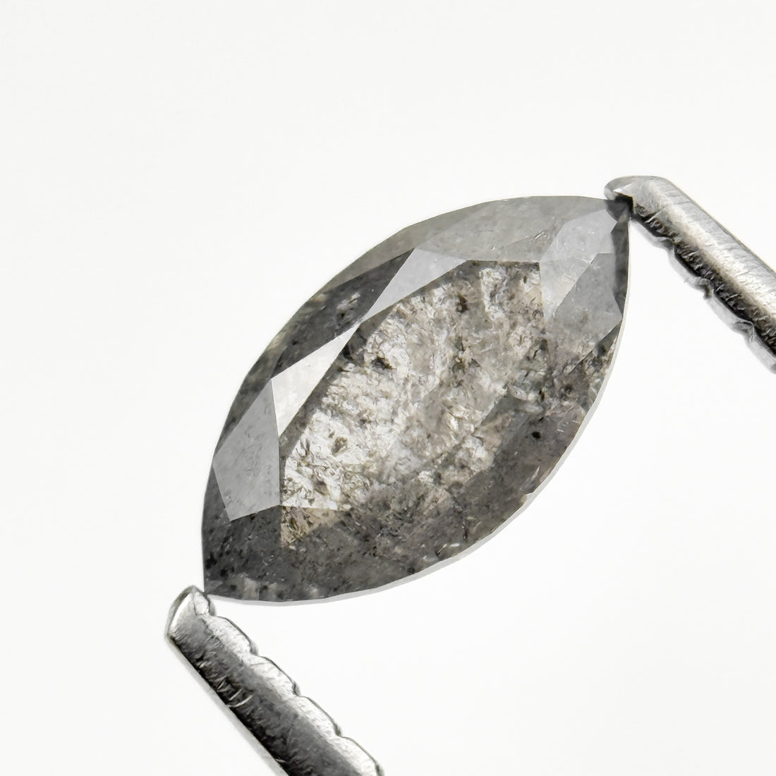 0.72 Ct Marquise Rose Cut Grey Natural Fancy Salt and Pepper Diamond