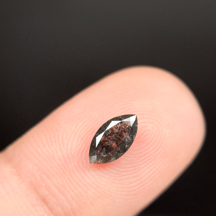 0.57 Ct Marquise Rose Cut Grey Natural Salt and Pepper Diamond