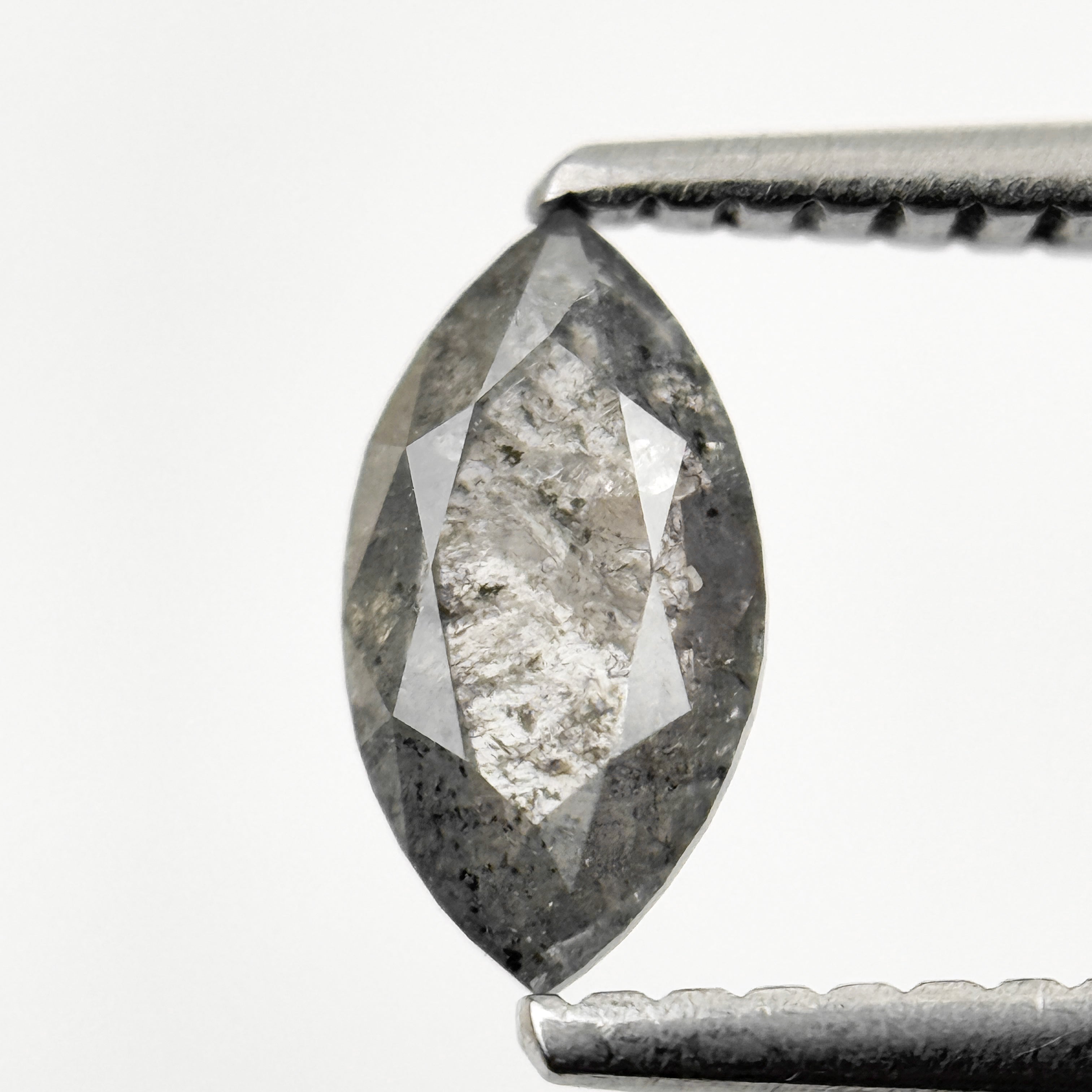 0.72 Ct Marquise Rose Cut Grey Natural Fancy Salt and Pepper Diamond