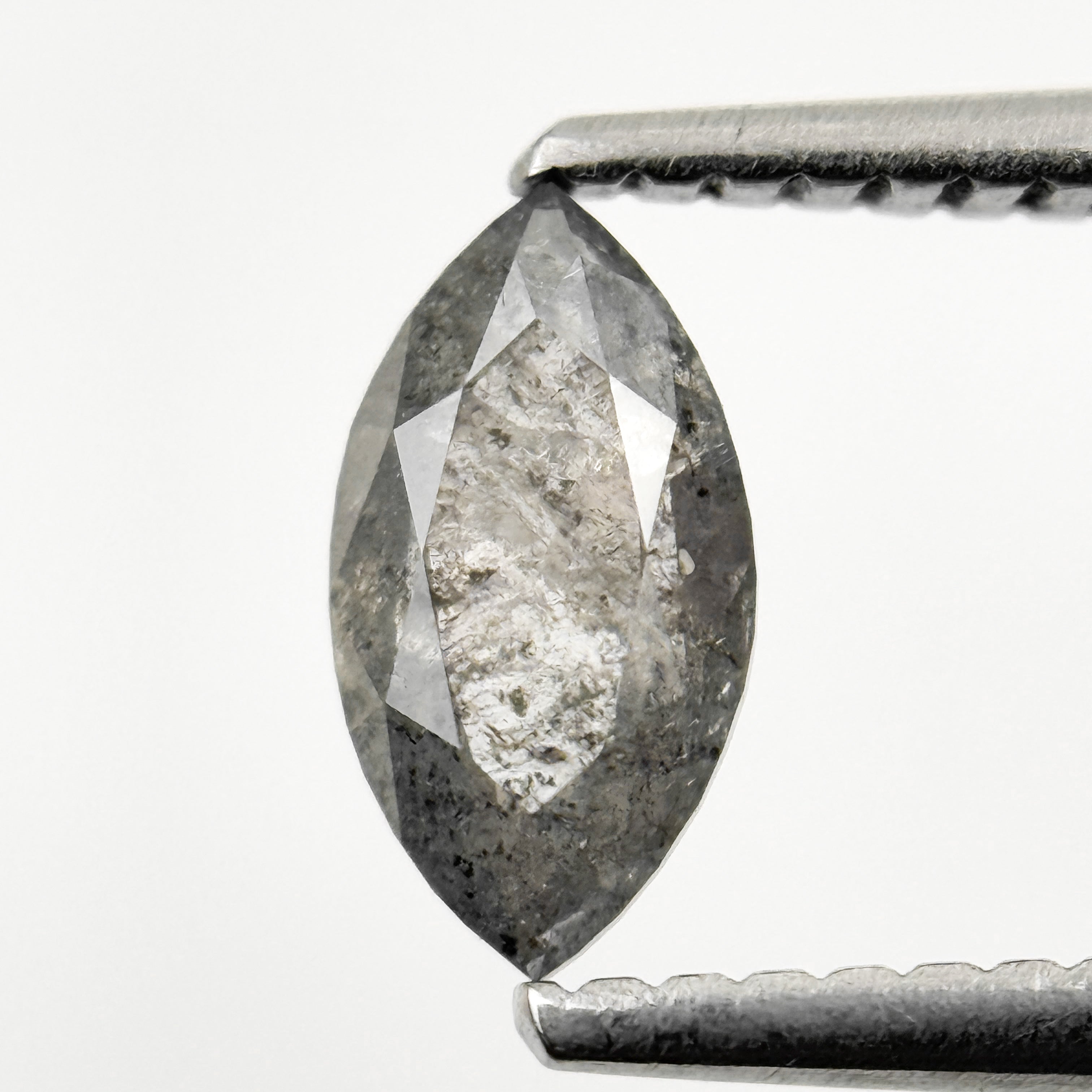 0.72 Ct Marquise Rose Cut Grey Natural Fancy Salt and Pepper Diamond