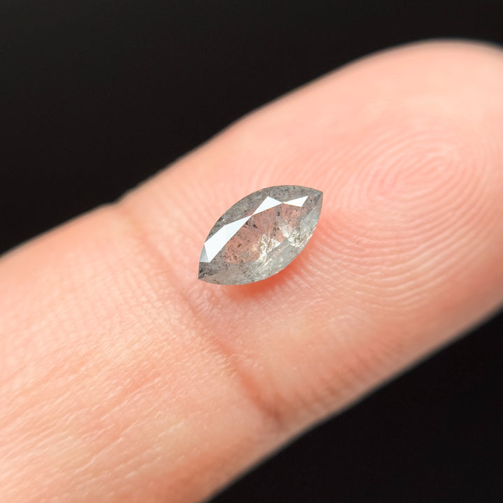 0.72 Ct Marquise Rose Cut Grey Natural Fancy Salt and Pepper Diamond