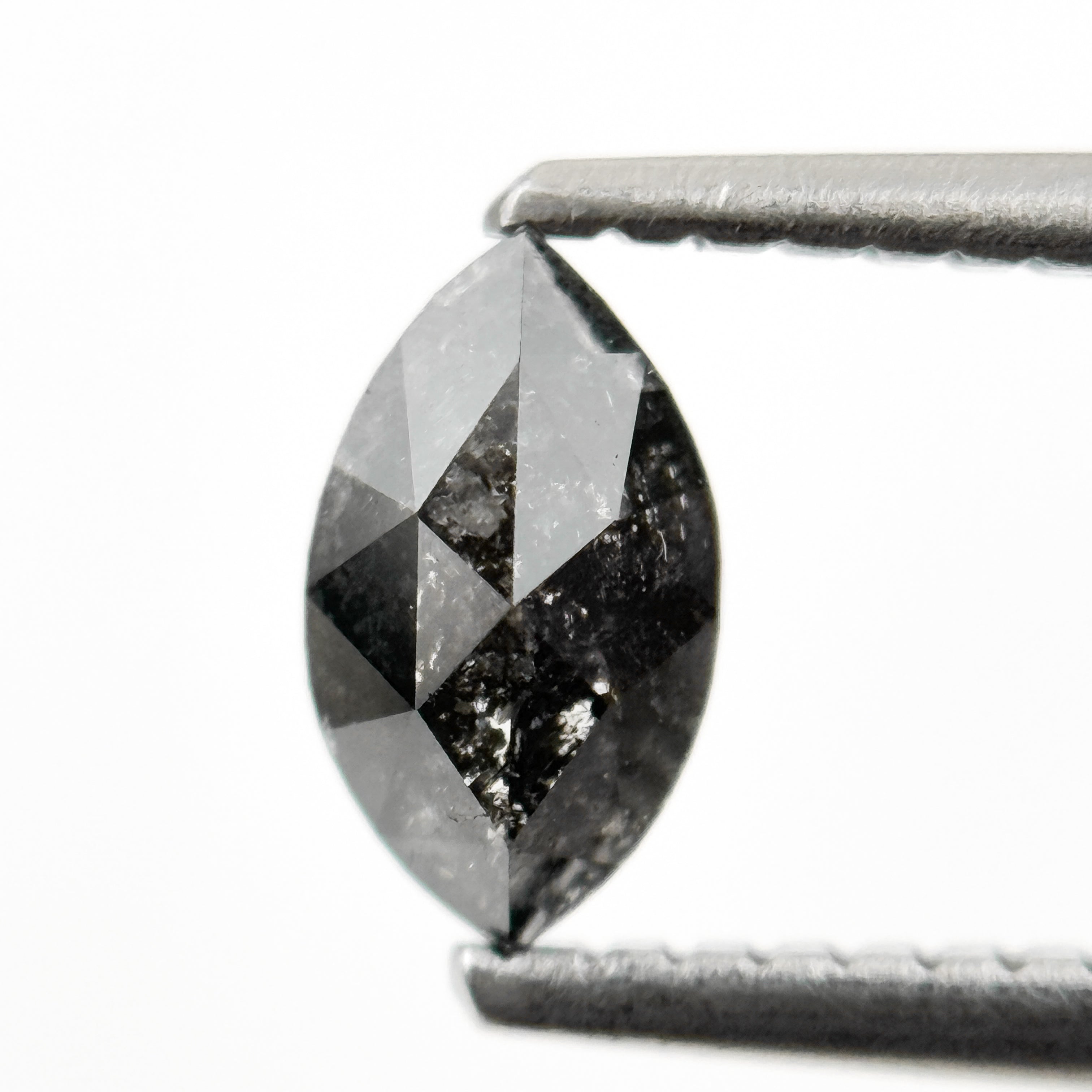 0.60 Ct Marquise Rose Cut Grey Natural Minimalist Salt and Pepper Diamond