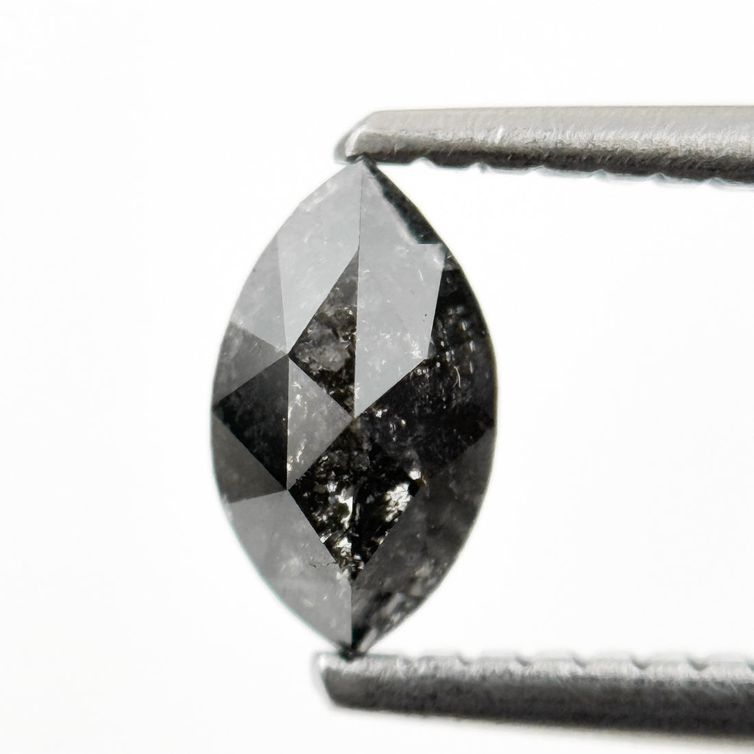 0.60 Ct Marquise Rose Cut Grey Natural Minimalist Salt and Pepper Diamond