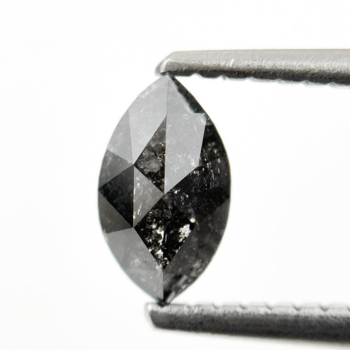 0.60 Ct Marquise Rose Cut Grey Natural Minimalist Salt and Pepper Diamond