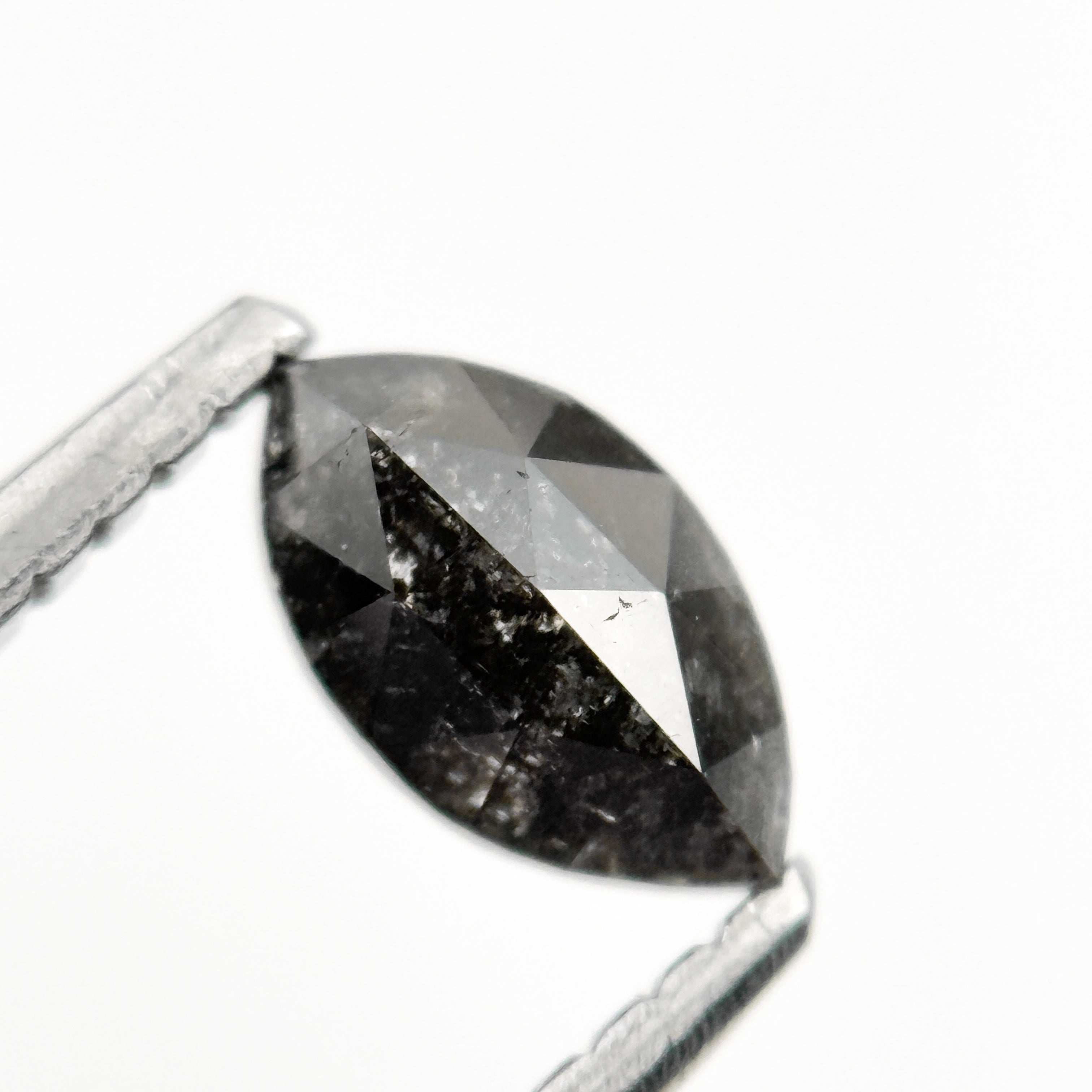 0.60 Ct Marquise Rose Cut Grey Natural Minimalist Salt and Pepper Diamond
