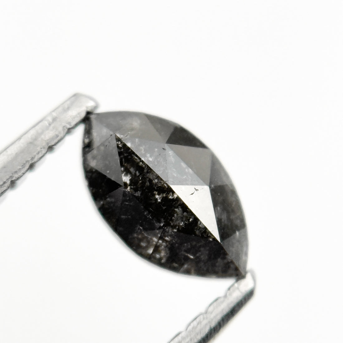0.60 Ct Marquise Rose Cut Grey Natural Minimalist Salt and Pepper Diamond