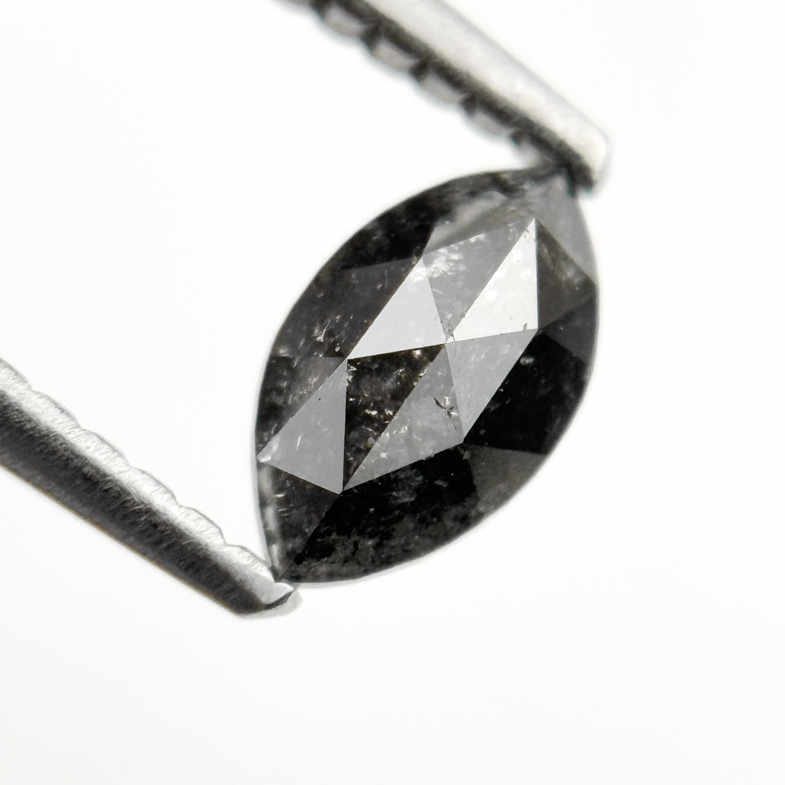 0.60 Ct Marquise Rose Cut Grey Natural Minimalist Salt and Pepper Diamond