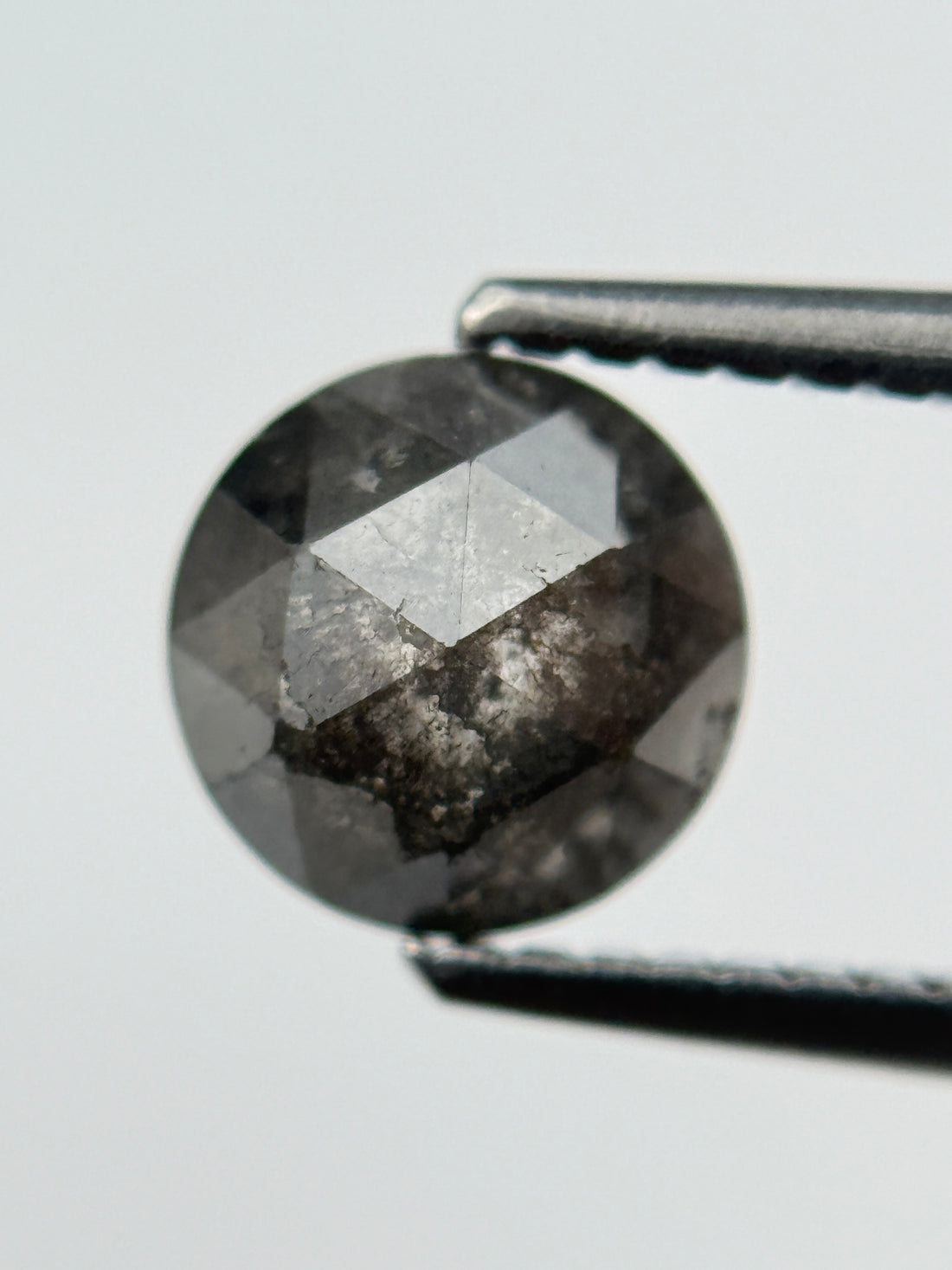 1.29 Ct Round Rose Cut Grey Natural Salt and Pepper Diamond
