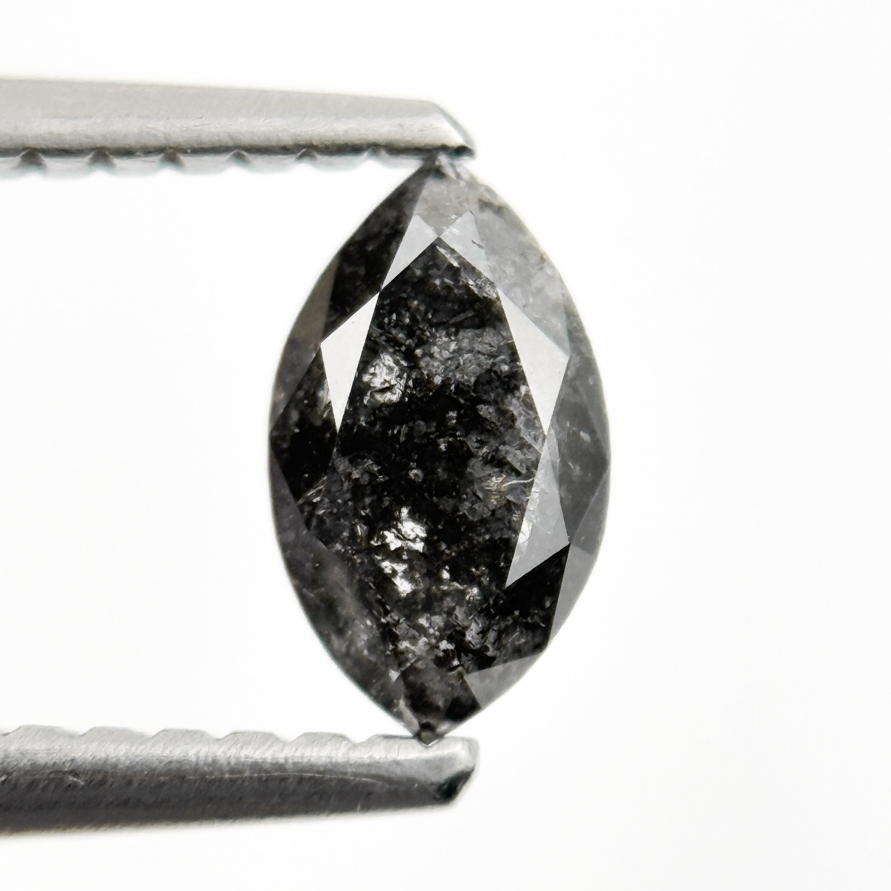 0.60 Ct Marquise Rose Cut Grey Natural Minimalist Salt and Pepper Diamond