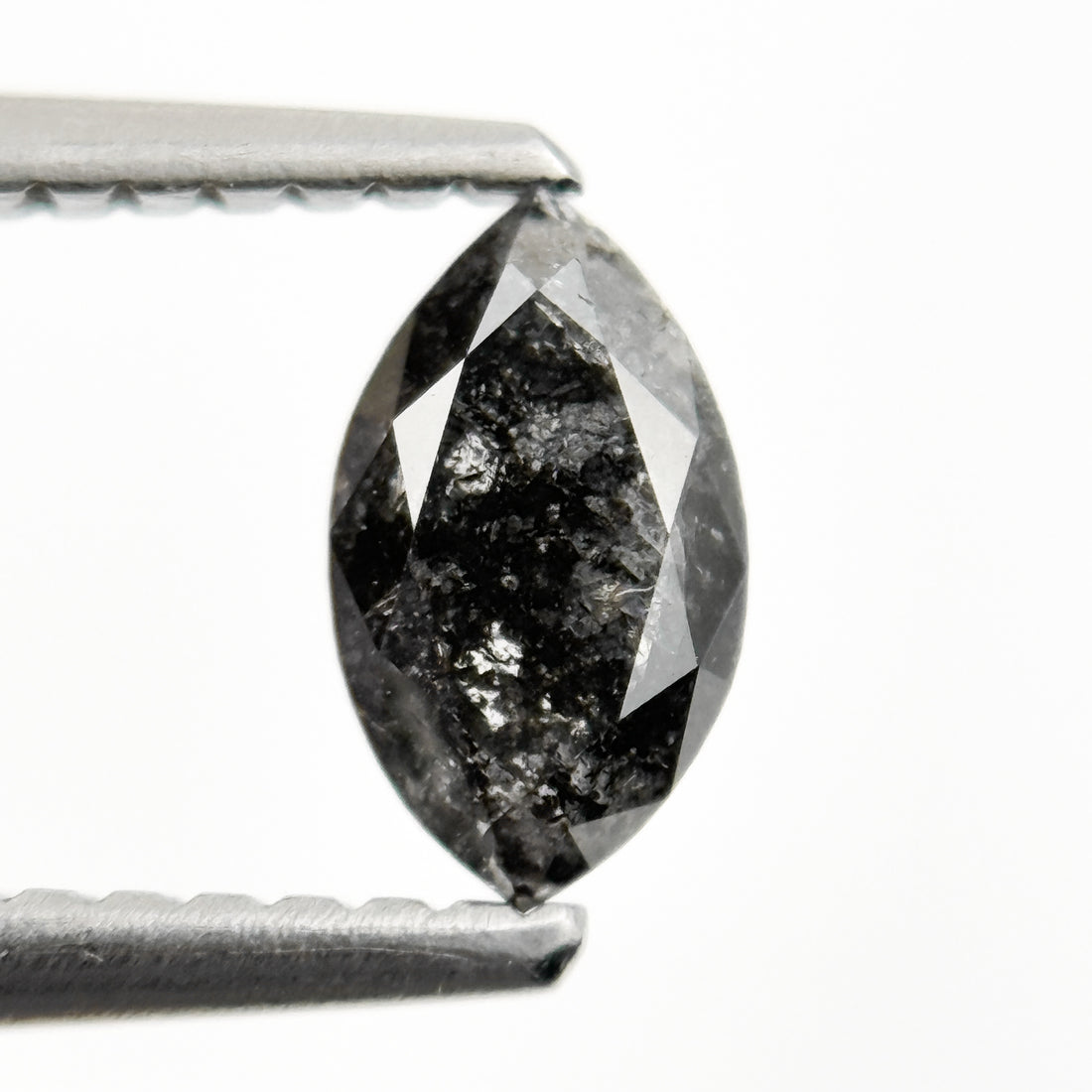 0.60 Ct Marquise Rose Cut Grey Natural Minimalist Salt and Pepper Diamond