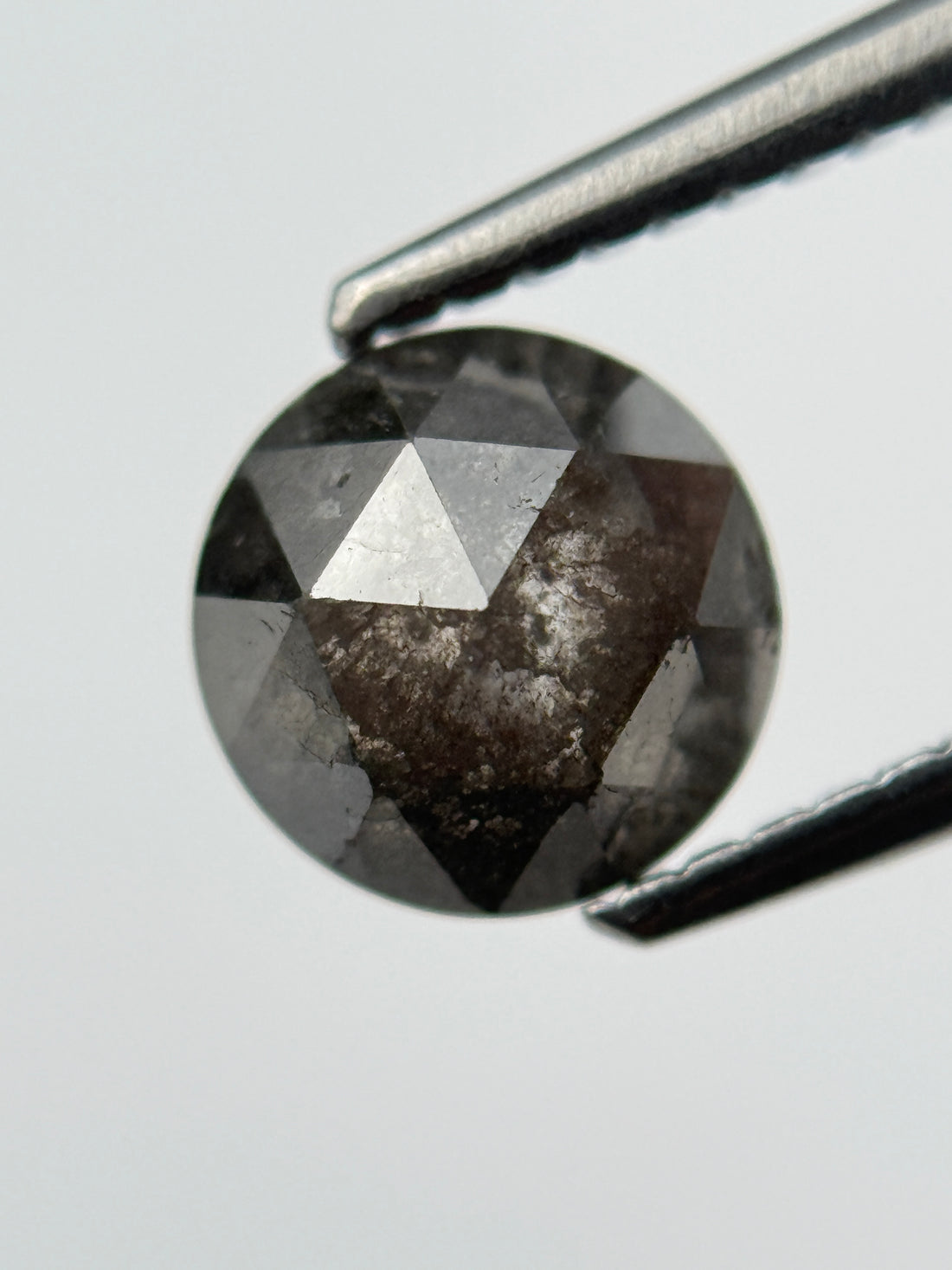 1.29 Ct Round Rose Cut Grey Natural Salt and Pepper Diamond