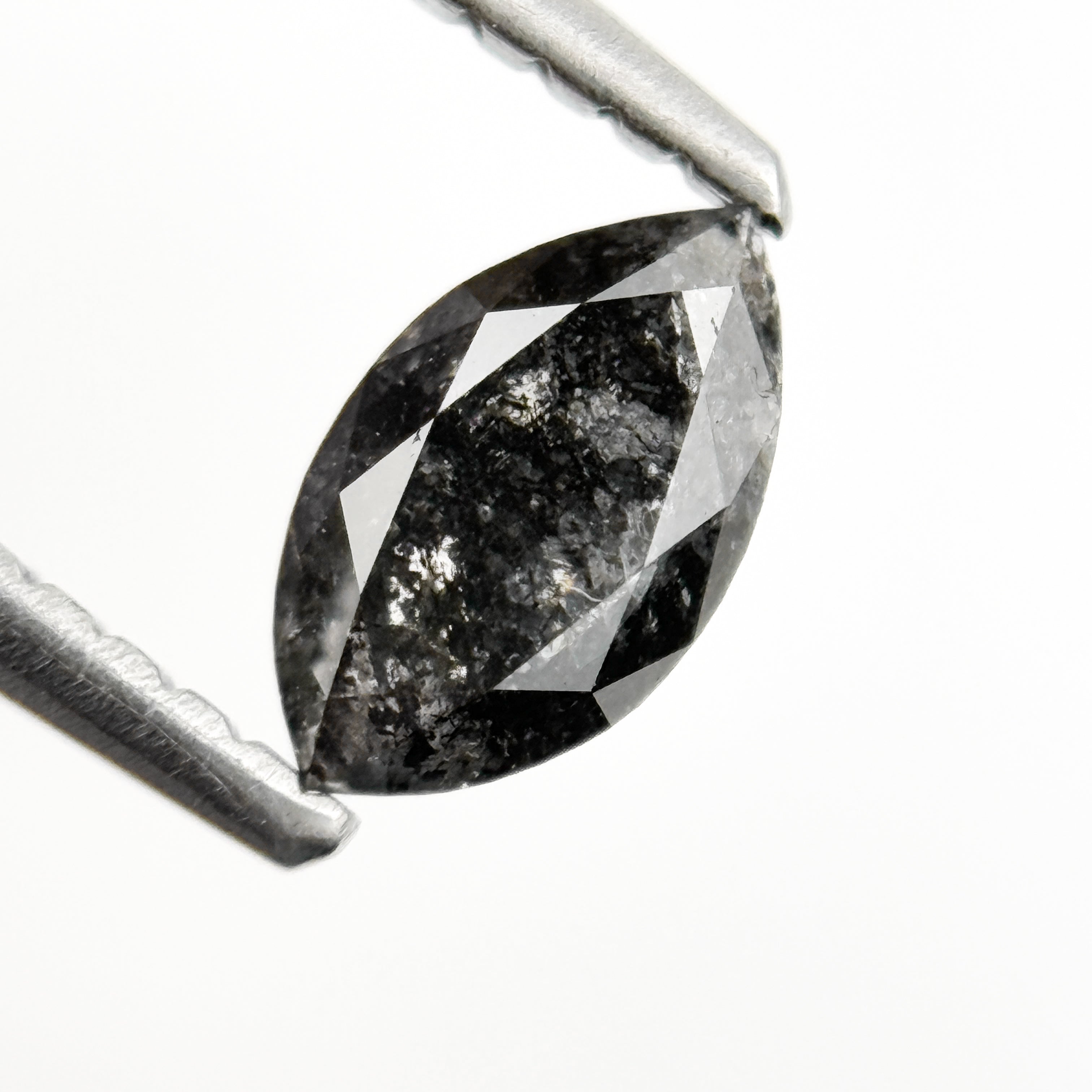 0.60 Ct Marquise Rose Cut Grey Natural Minimalist Salt and Pepper Diamond