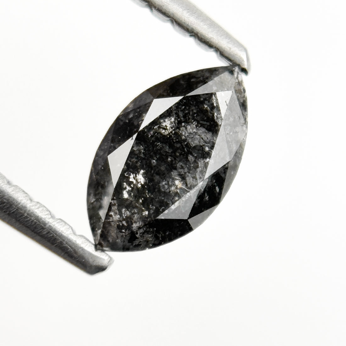 0.60 Ct Marquise Rose Cut Grey Natural Minimalist Salt and Pepper Diamond
