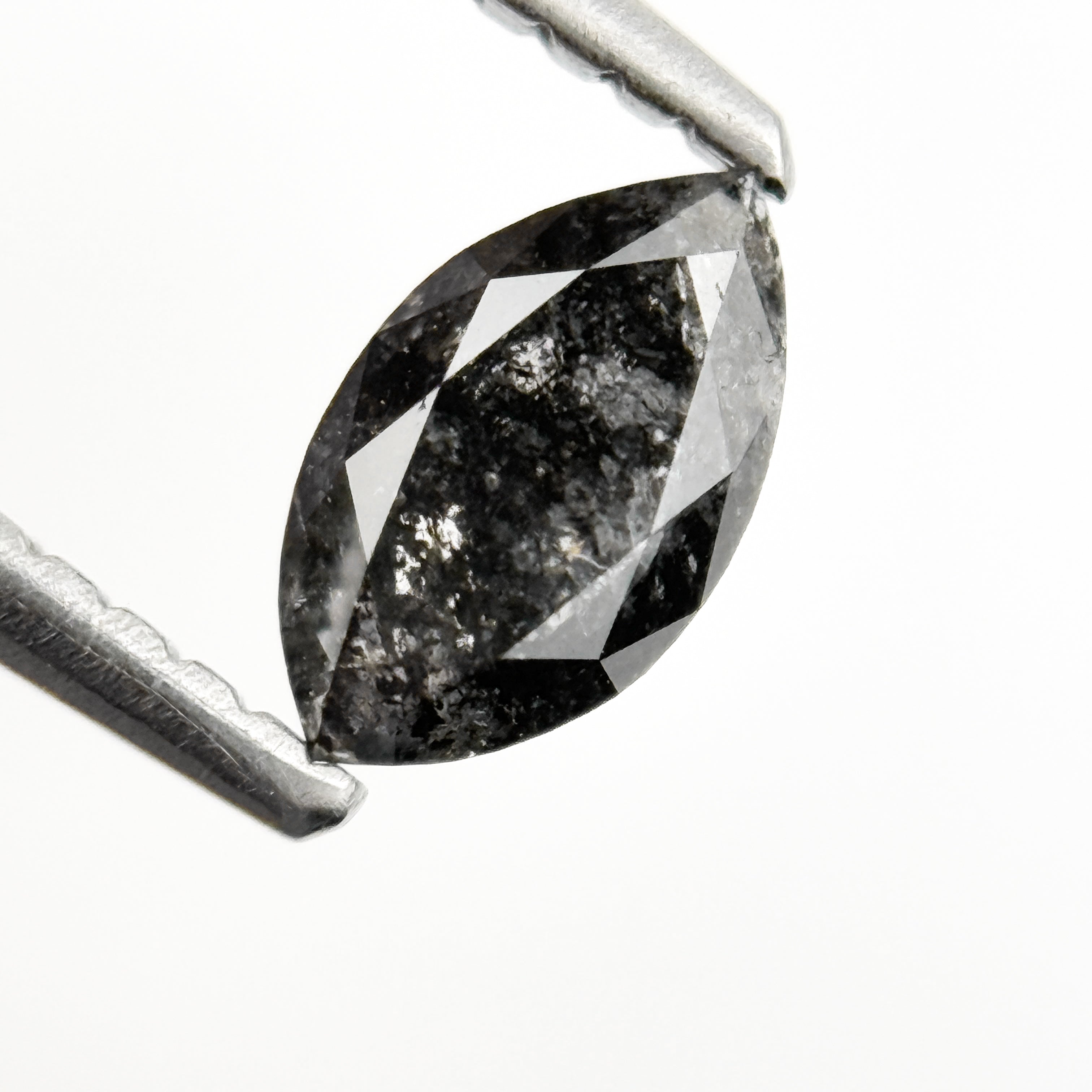 0.60 Ct Marquise Rose Cut Grey Natural Minimalist Salt and Pepper Diamond