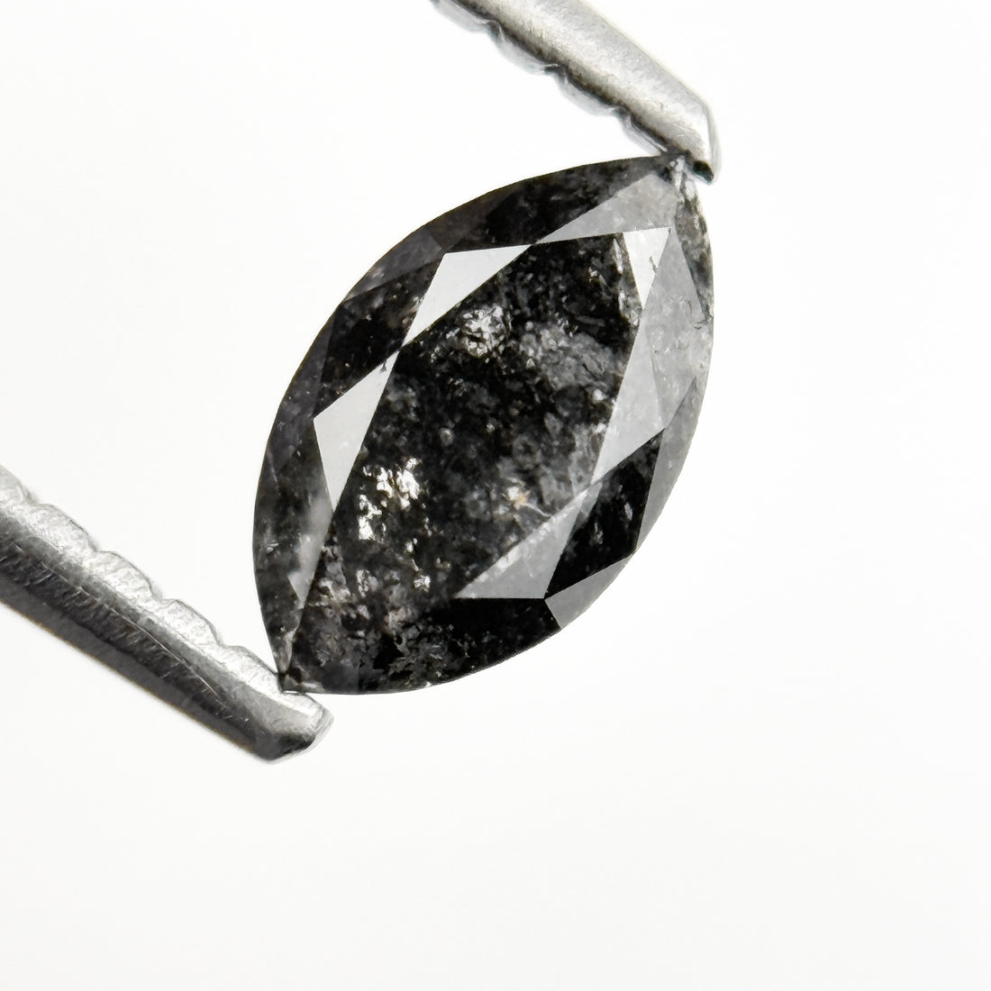 0.60 Ct Marquise Rose Cut Grey Natural Minimalist Salt and Pepper Diamond