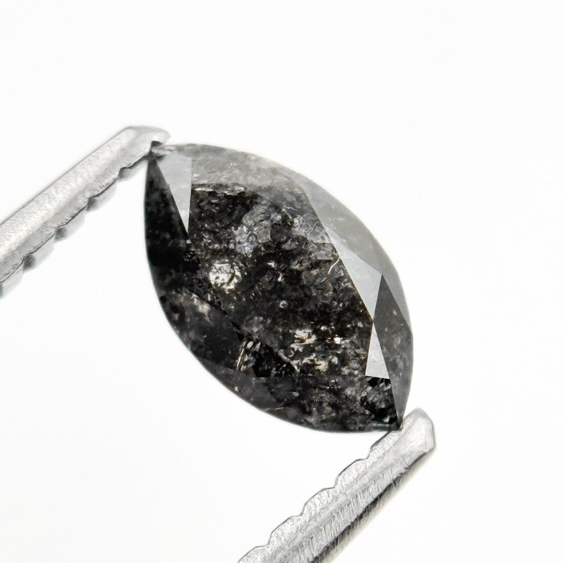 0.60 Ct Marquise Rose Cut Grey Natural Minimalist Salt and Pepper Diamond