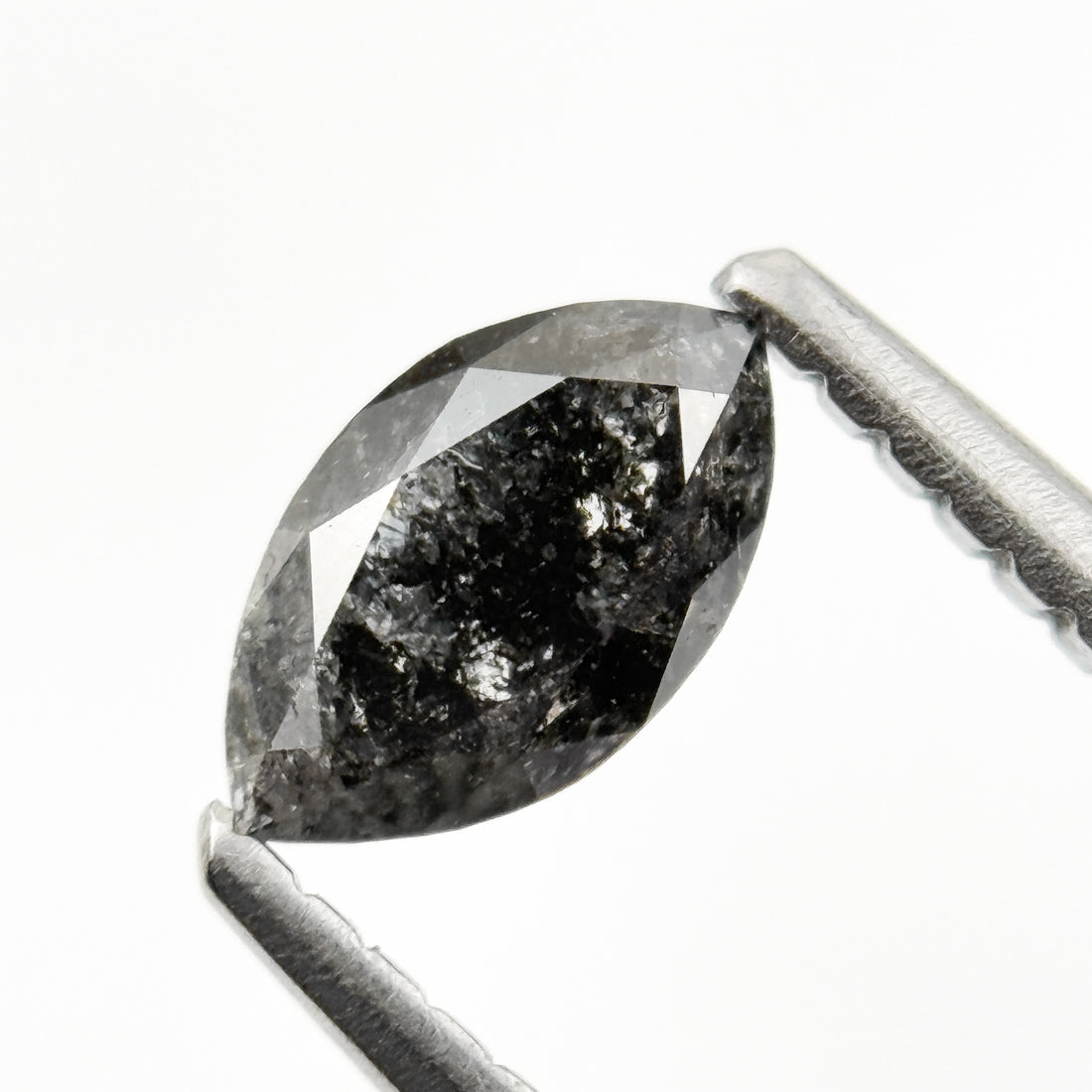 0.60 Ct Marquise Rose Cut Grey Natural Minimalist Salt and Pepper Diamond