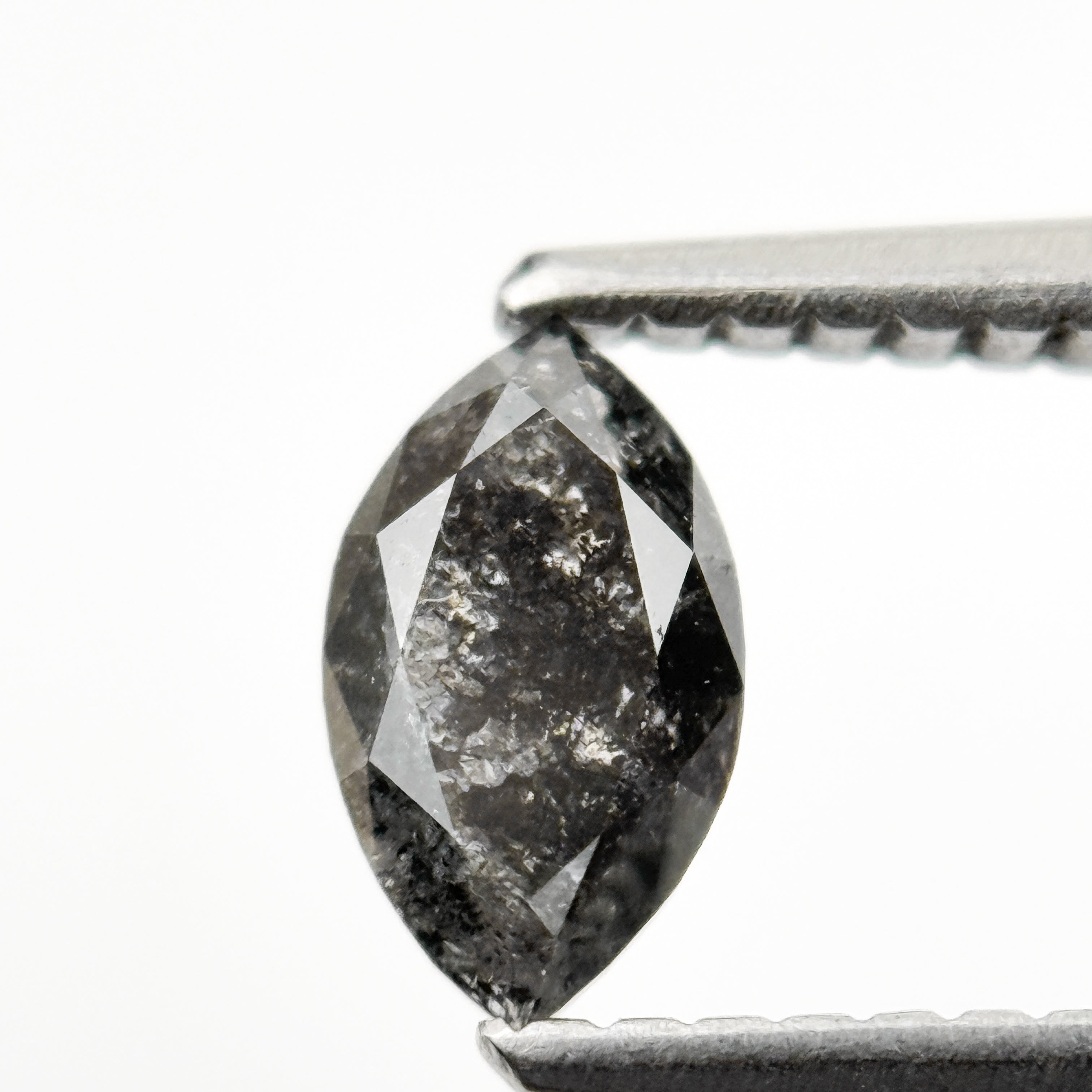 0.60 Ct Marquise Rose Cut Grey Natural Minimalist Salt and Pepper Diamond