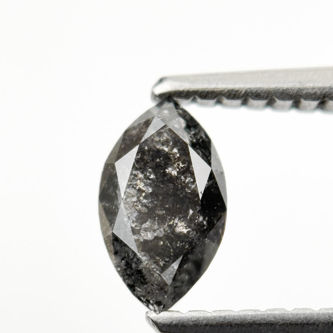 0.60 Ct Marquise Rose Cut Grey Natural Minimalist Salt and Pepper Diamond