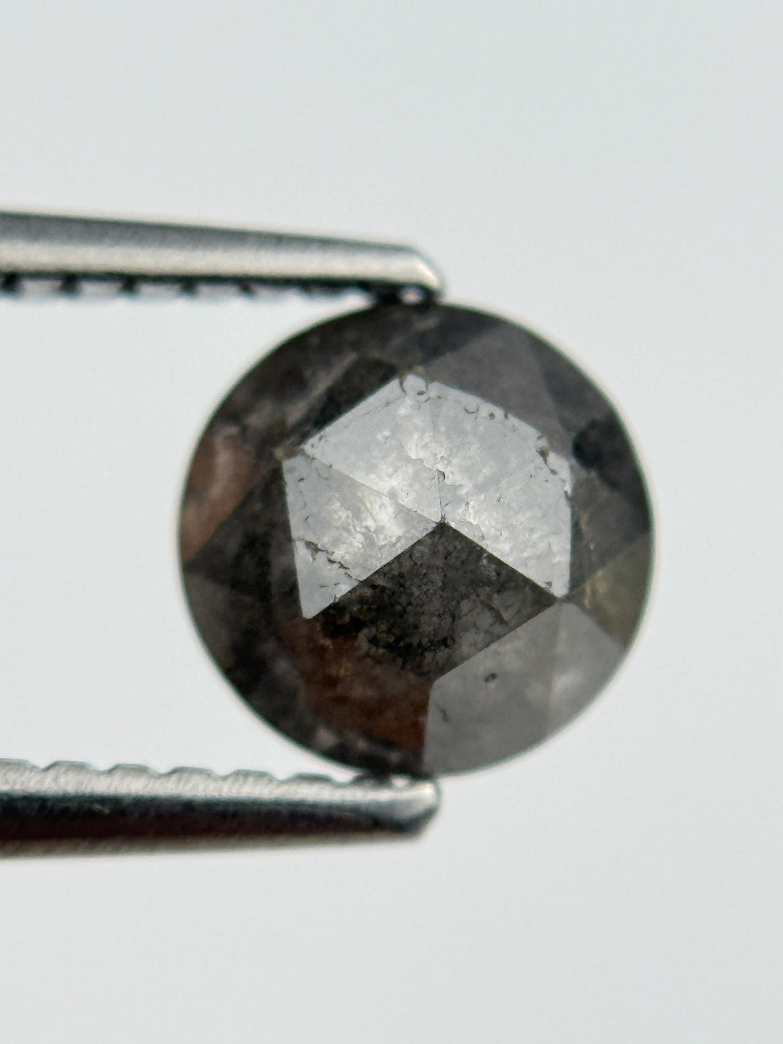 1.29 Ct Round Rose Cut Grey Natural Salt and Pepper Diamond