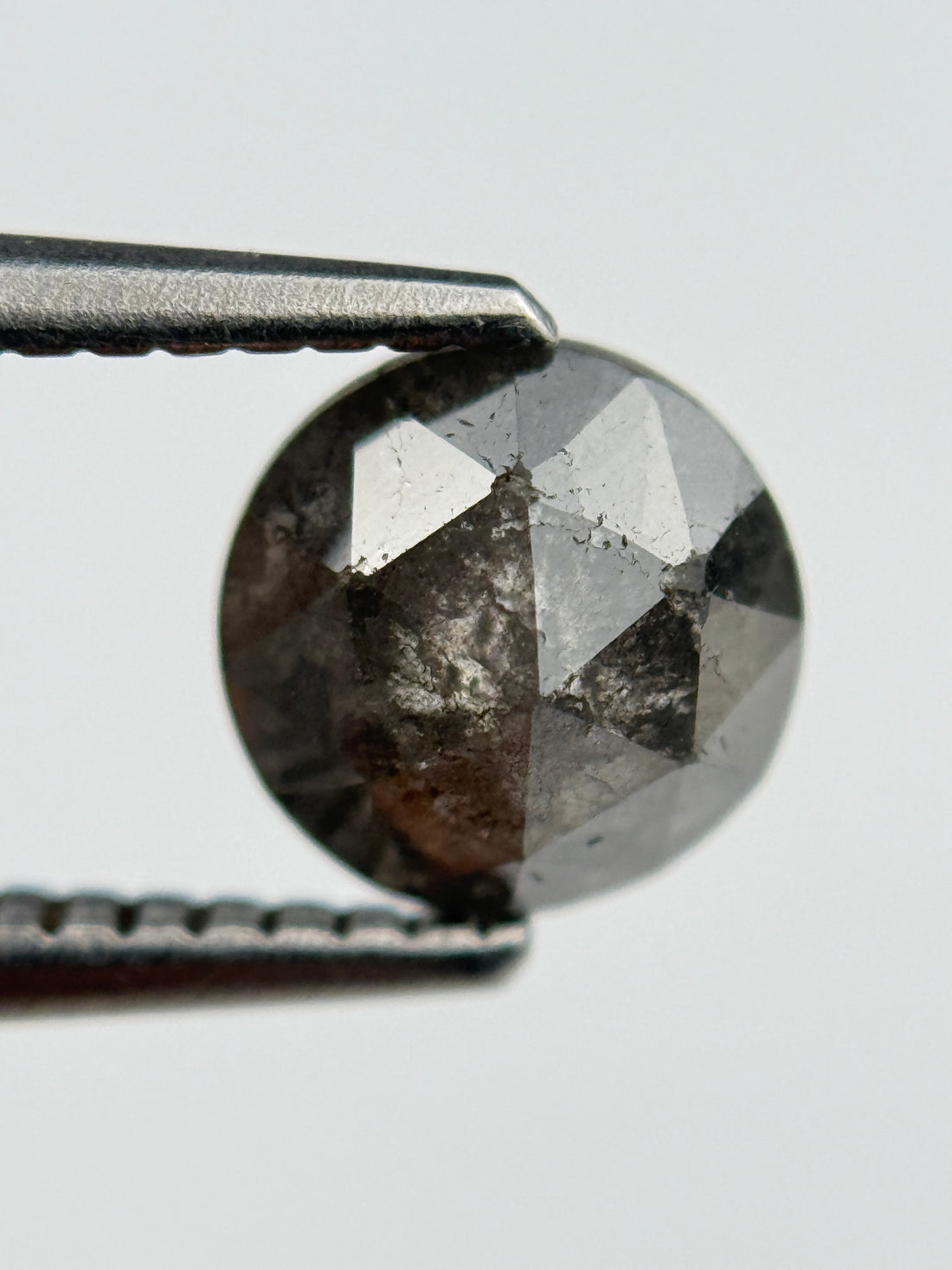 1.29 Ct Round Rose Cut Grey Natural Salt and Pepper Diamond