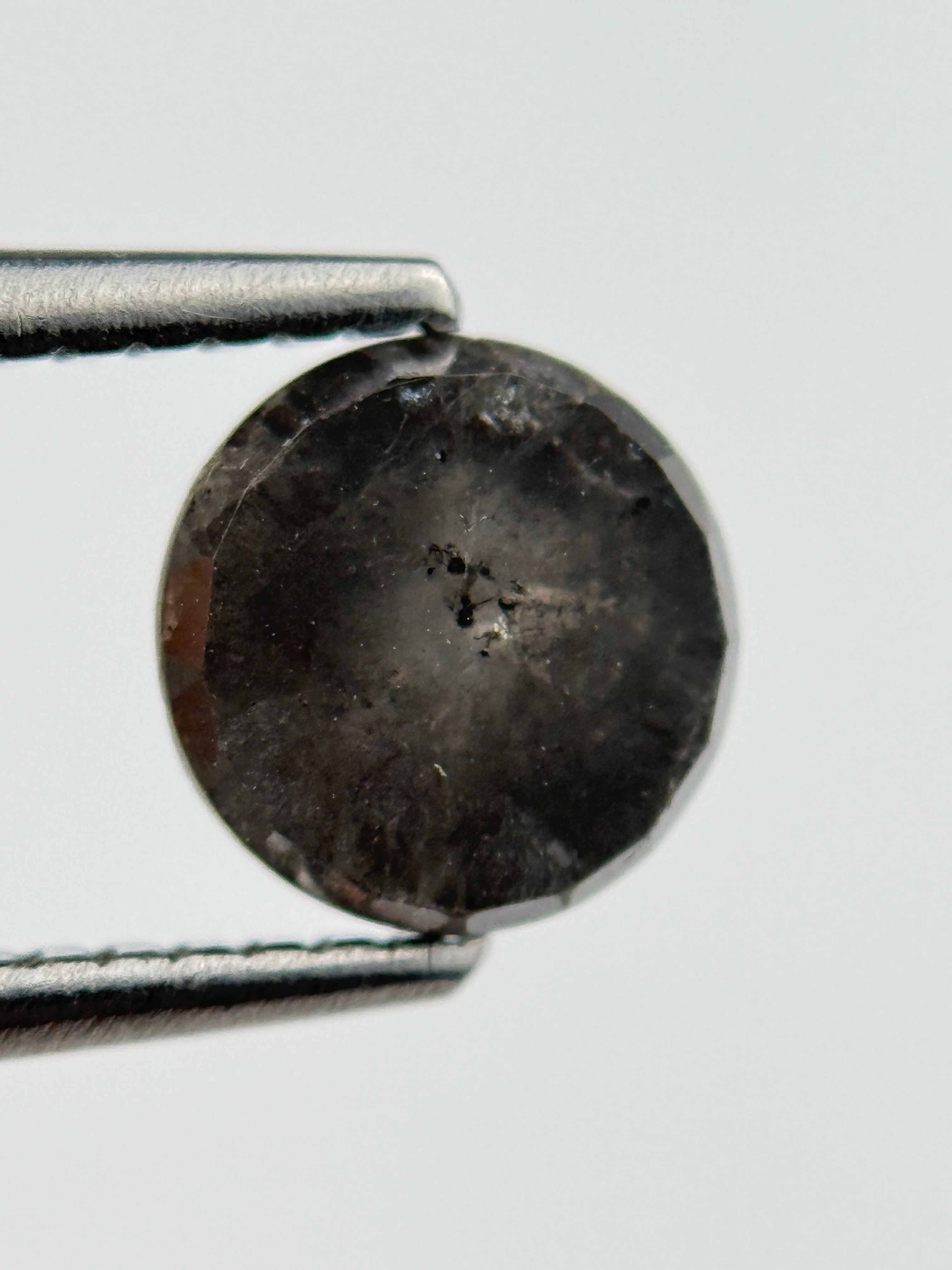 1.29 Ct Round Rose Cut Grey Natural Salt and Pepper Diamond