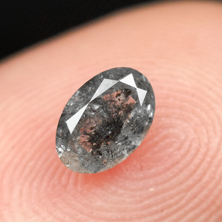 0.53 Ct Oval Rose Cut Grey Natural Salt and Pepper Diamond
