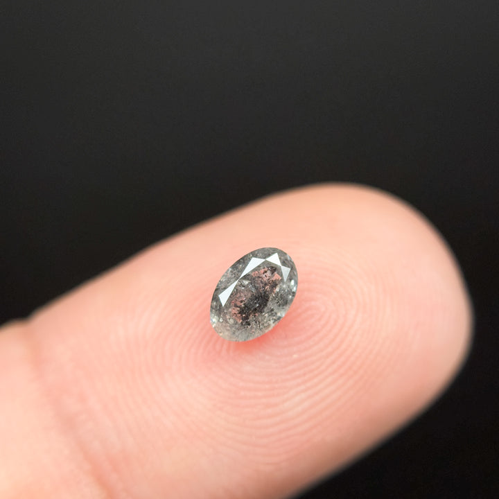 0.53 Ct Oval Rose Cut Grey Natural Salt and Pepper Diamond