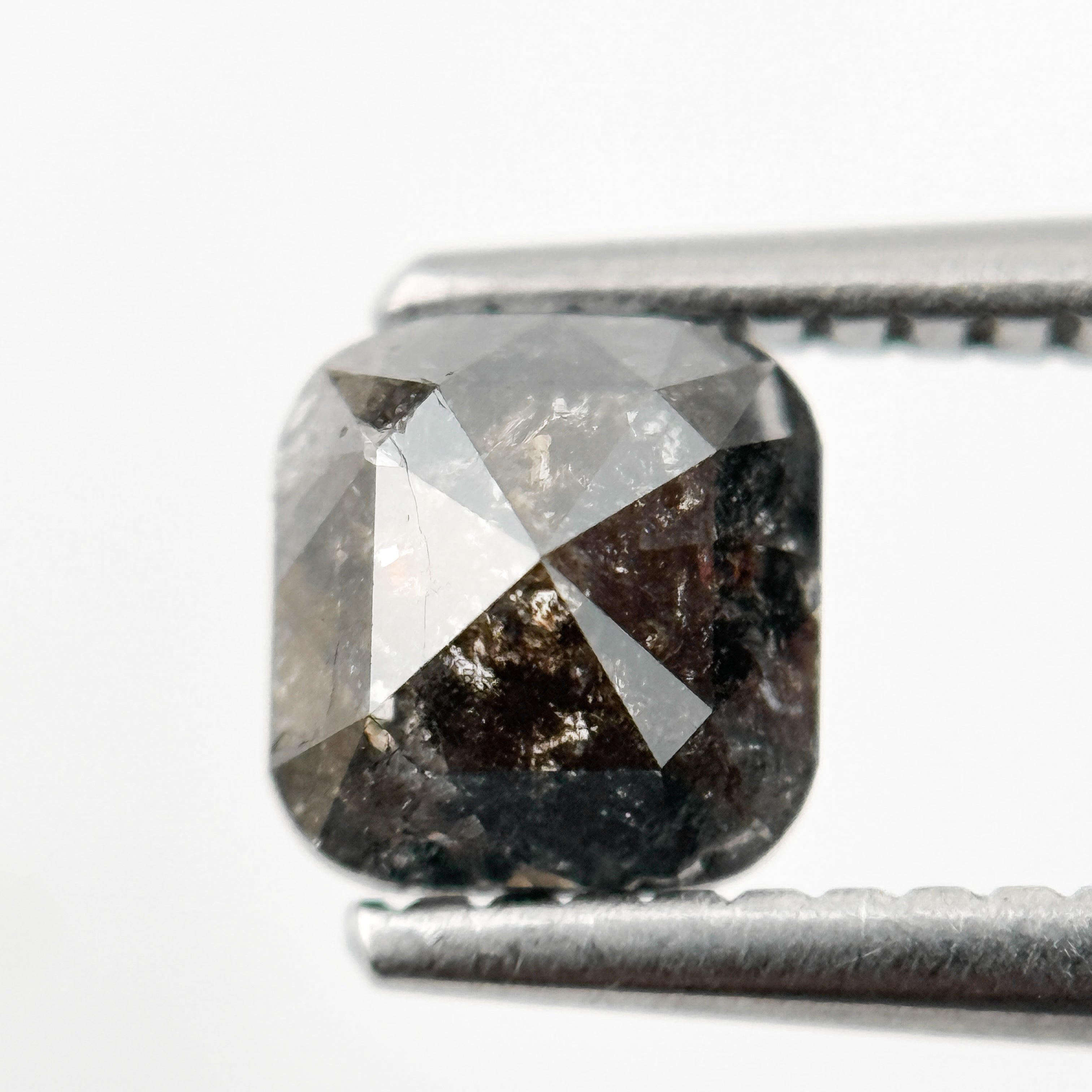 1.09 Ct Cushion Rose Cut Grey Natural Minimalist Salt and Pepper Diamond