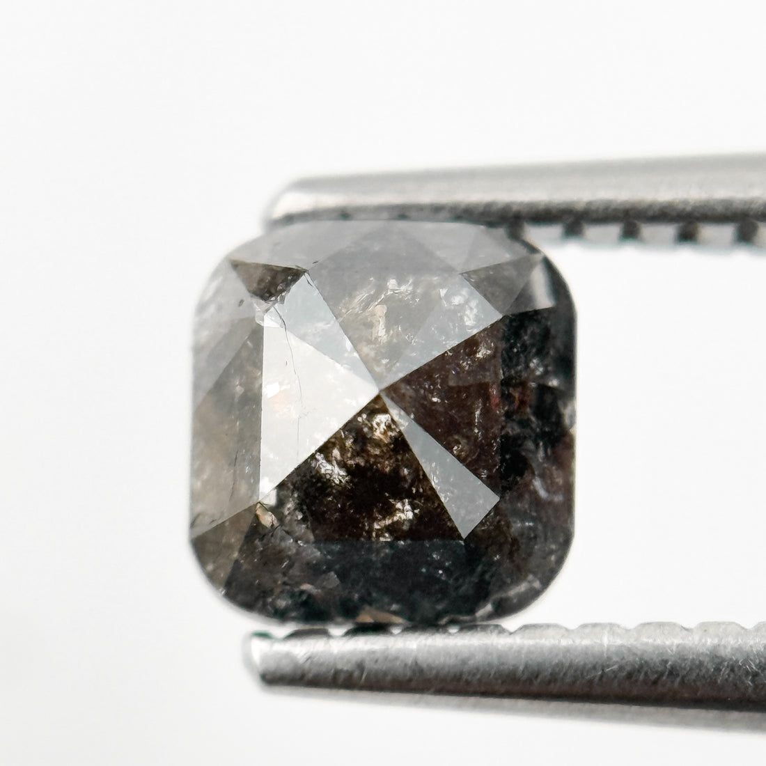 1.09 Ct Cushion Rose Cut Grey Natural Minimalist Salt and Pepper Diamond