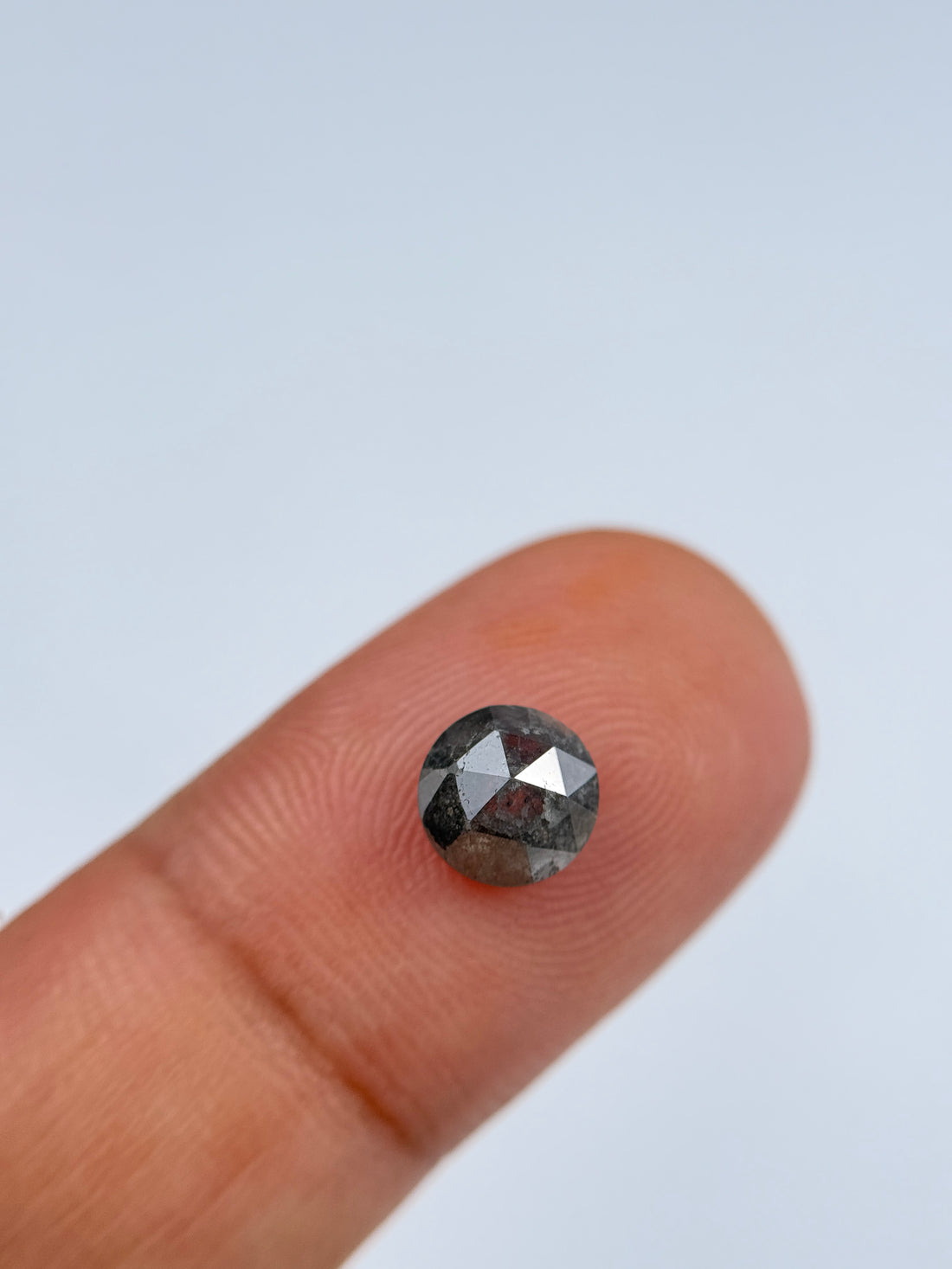 1.29 Ct Round Rose Cut Grey Natural Salt and Pepper Diamond