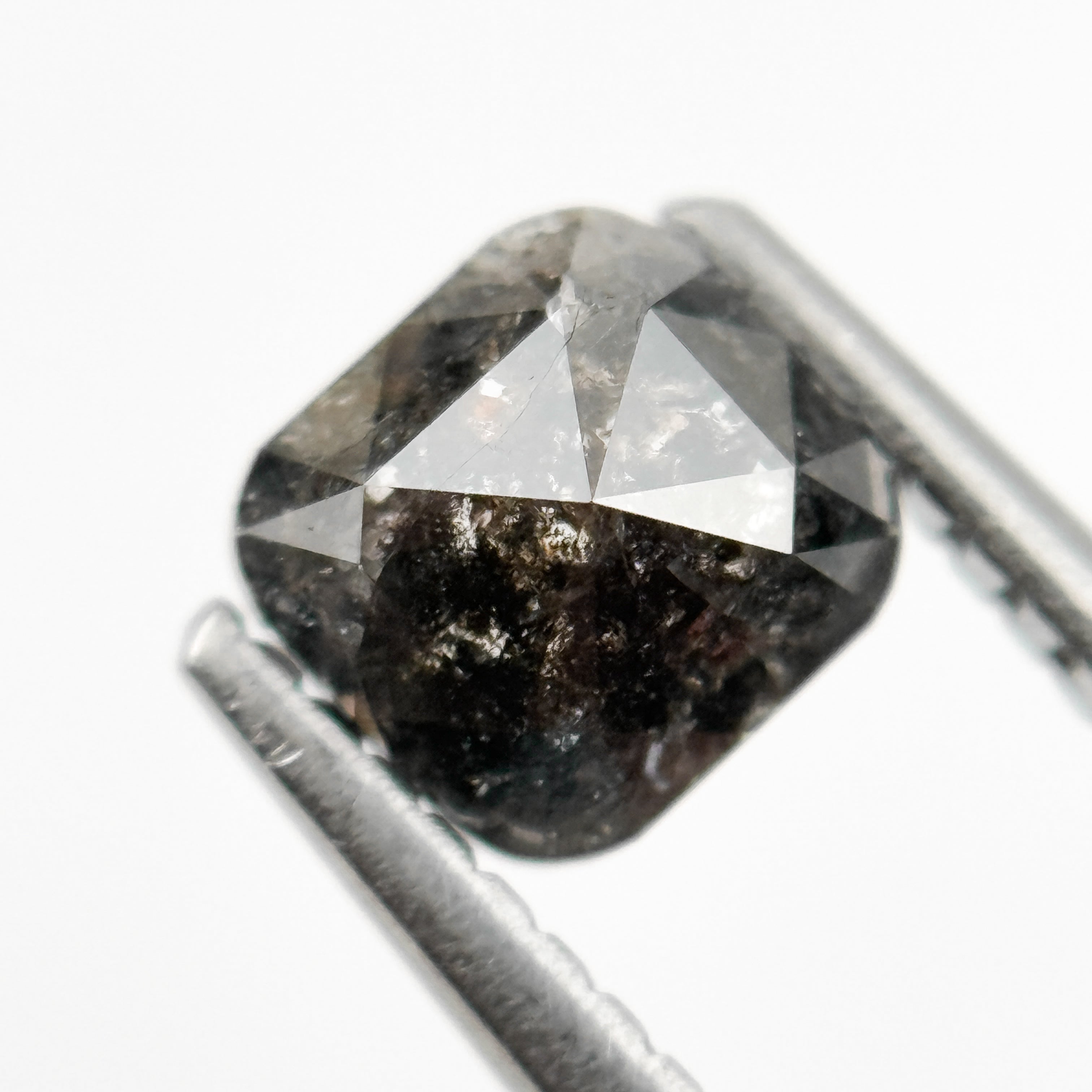 1.09 Ct Cushion Rose Cut Grey Natural Minimalist Salt and Pepper Diamond