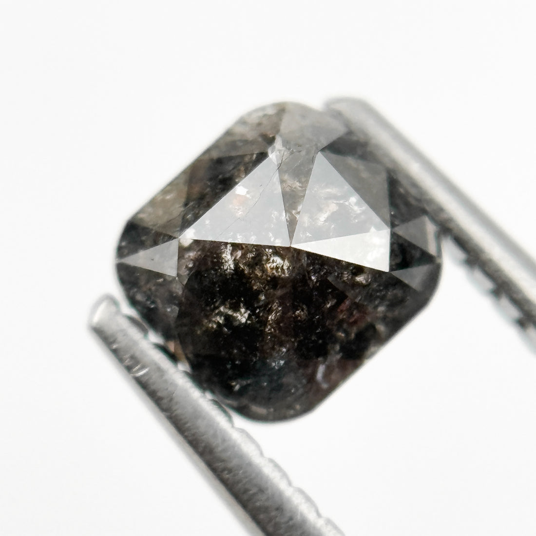 1.09 Ct Cushion Rose Cut Grey Natural Minimalist Salt and Pepper Diamond