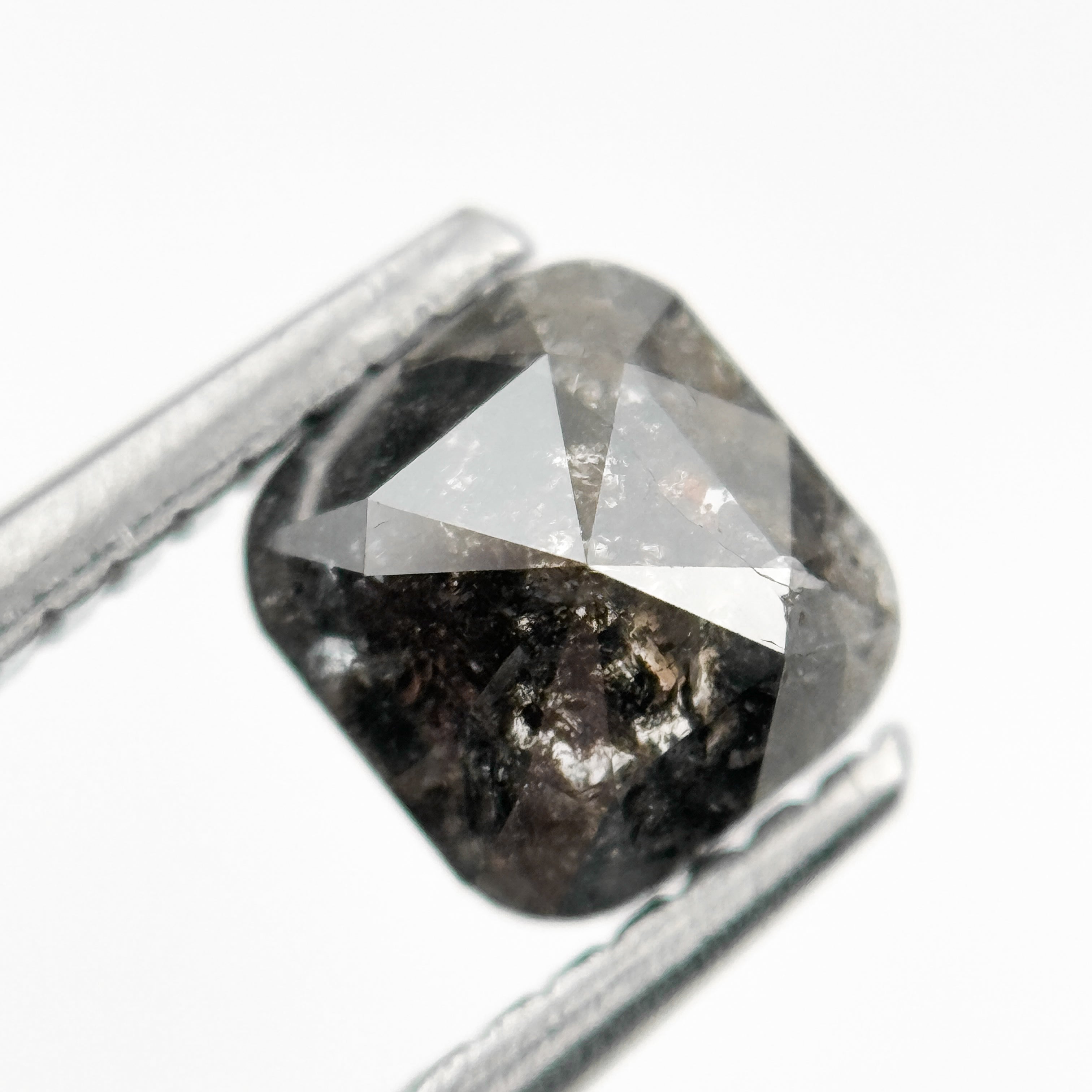 1.09 Ct Cushion Rose Cut Grey Natural Minimalist Salt and Pepper Diamond