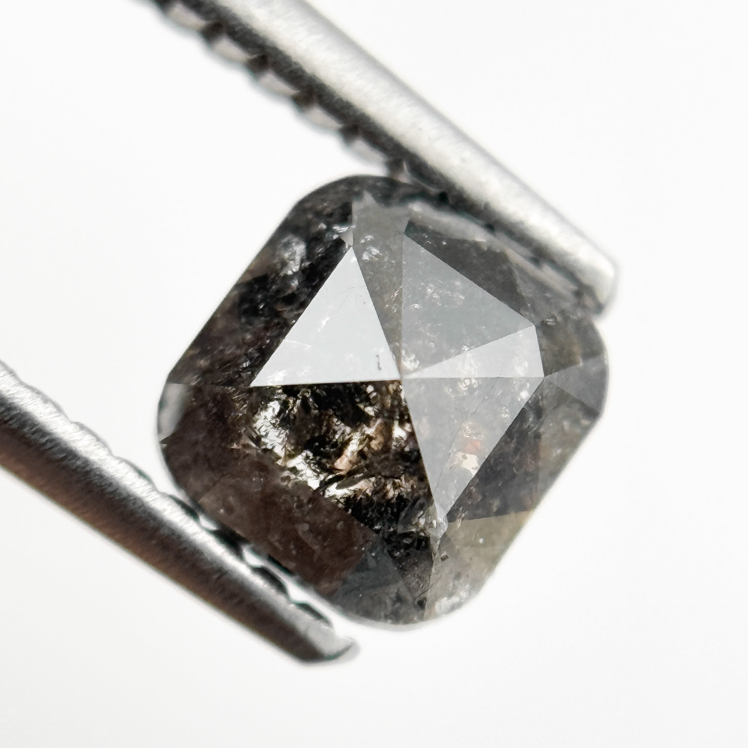 1.09 Ct Cushion Rose Cut Grey Natural Minimalist Salt and Pepper Diamond