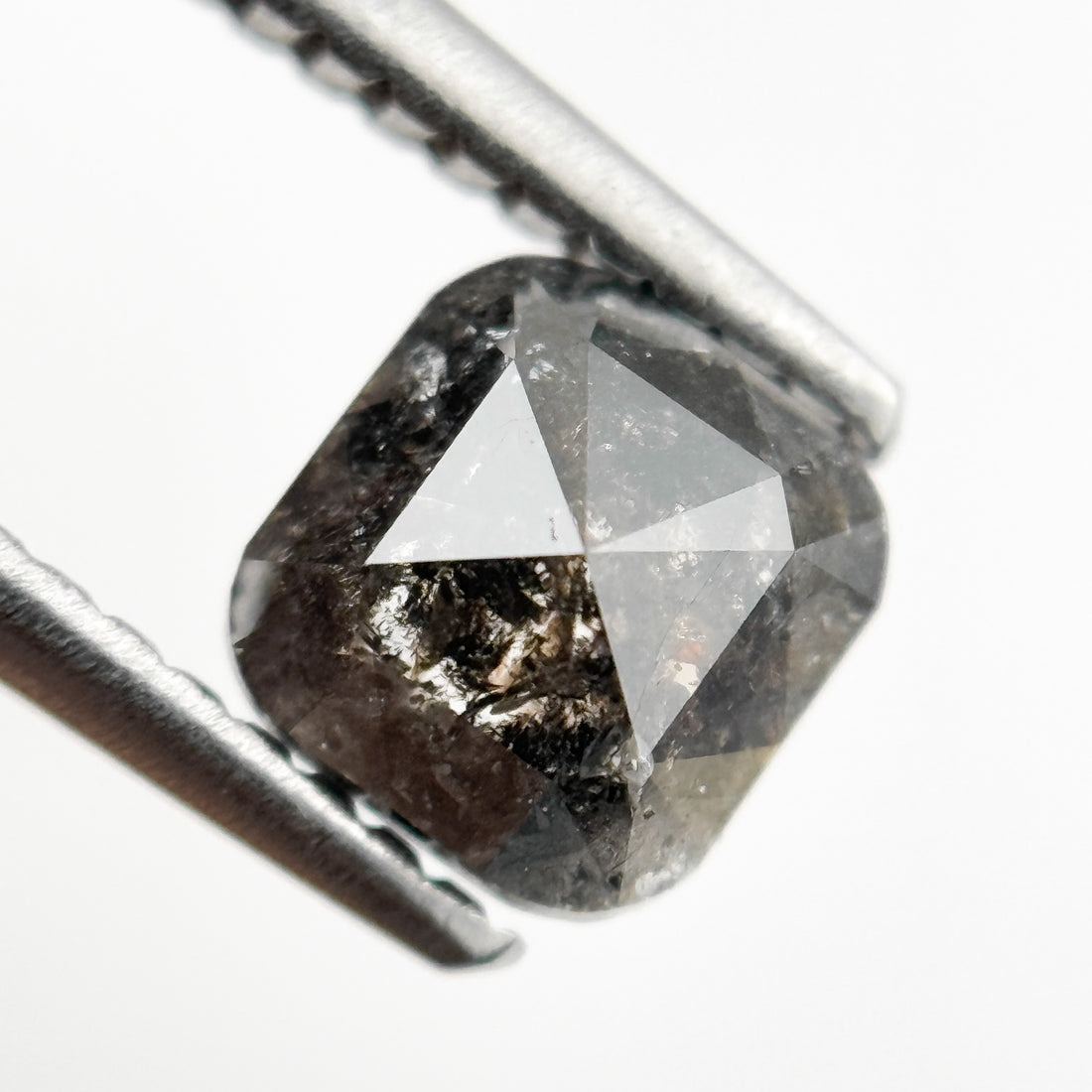 1.09 Ct Cushion Rose Cut Grey Natural Minimalist Salt and Pepper Diamond