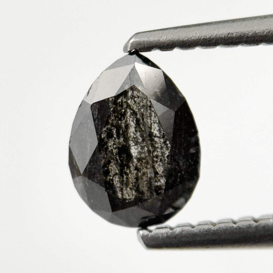 0.73 Ct Pear Rose Cut Grey Natural Salt and Pepper Diamond