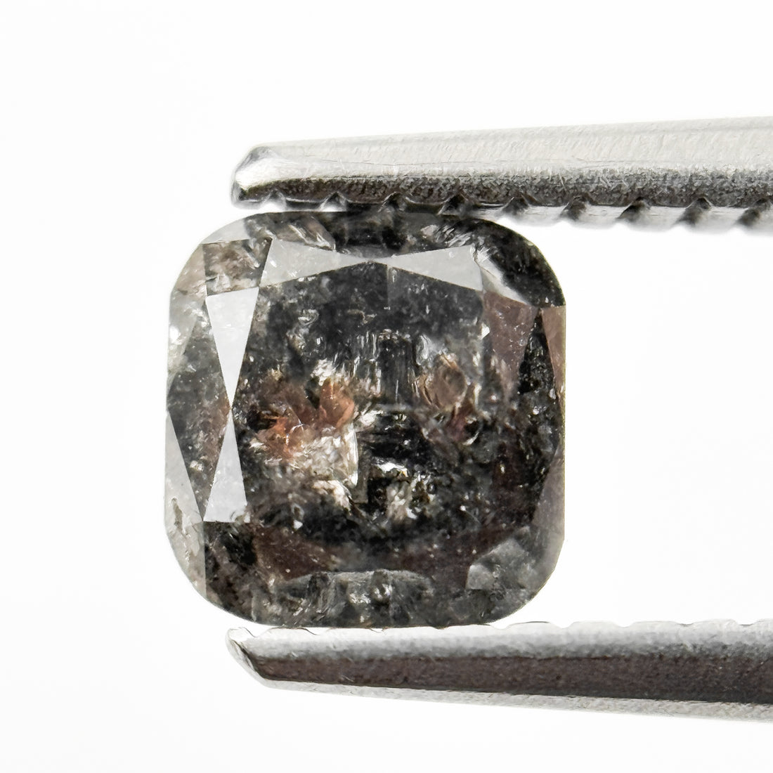 1.09 Ct Cushion Rose Cut Grey Natural Minimalist Salt and Pepper Diamond