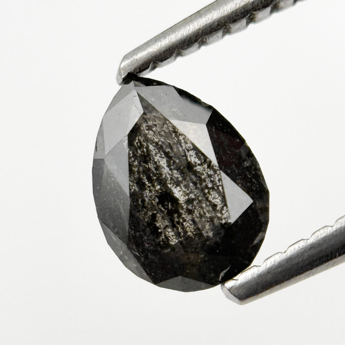 0.73 Ct Pear Rose Cut Grey Natural Salt and Pepper Diamond