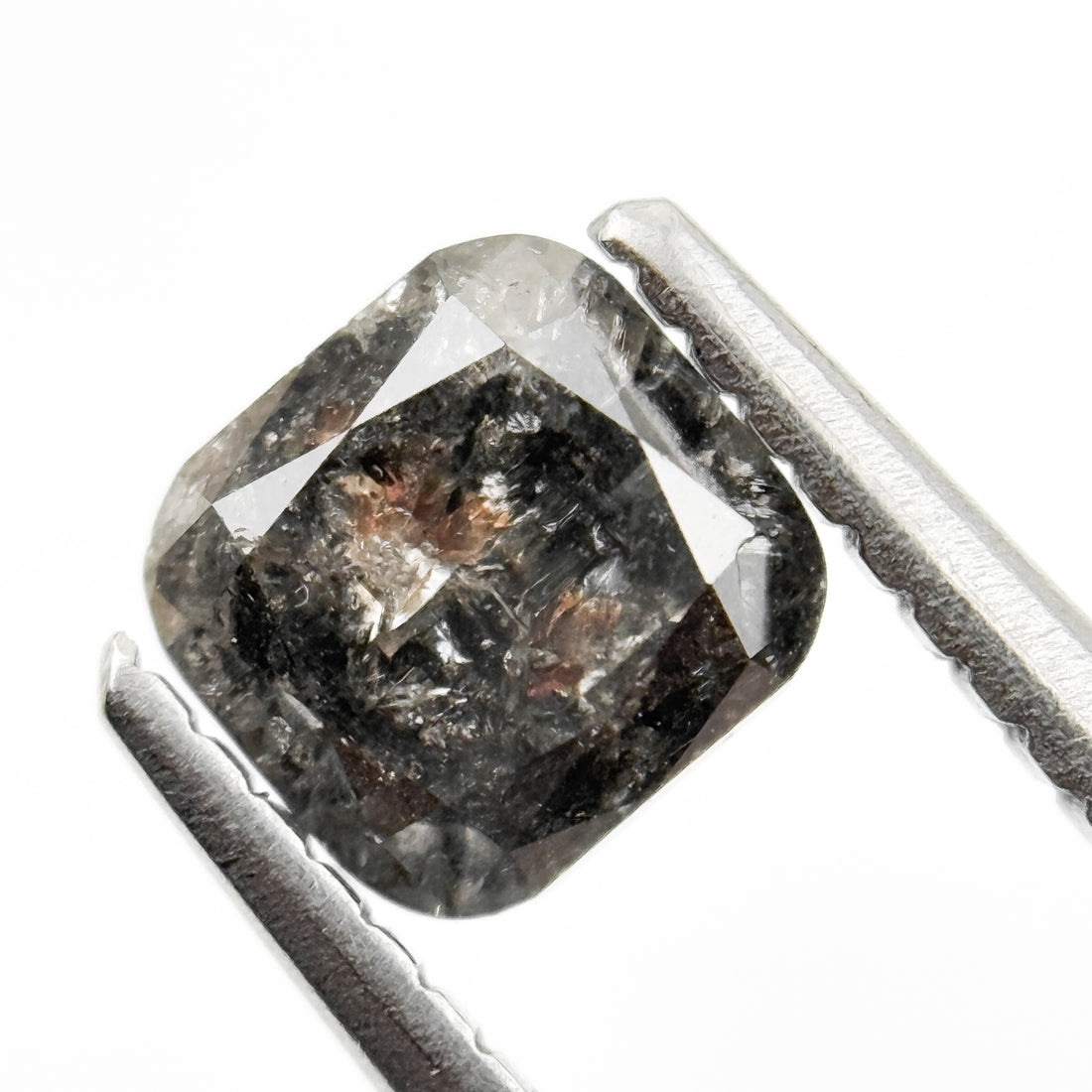 1.09 Ct Cushion Rose Cut Grey Natural Minimalist Salt and Pepper Diamond