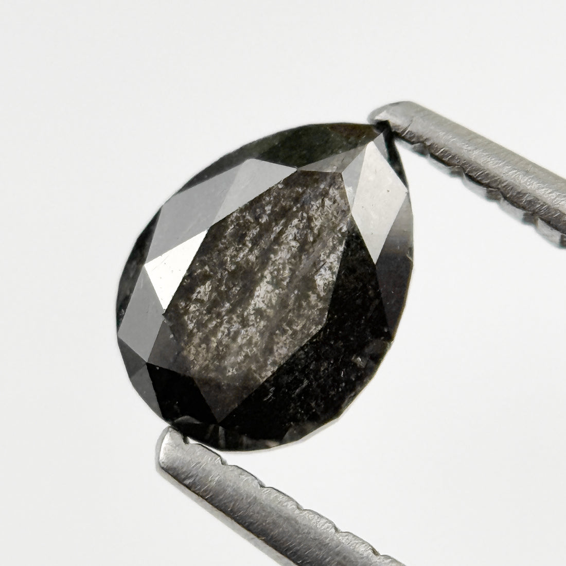 0.73 Ct Pear Rose Cut Grey Natural Salt and Pepper Diamond