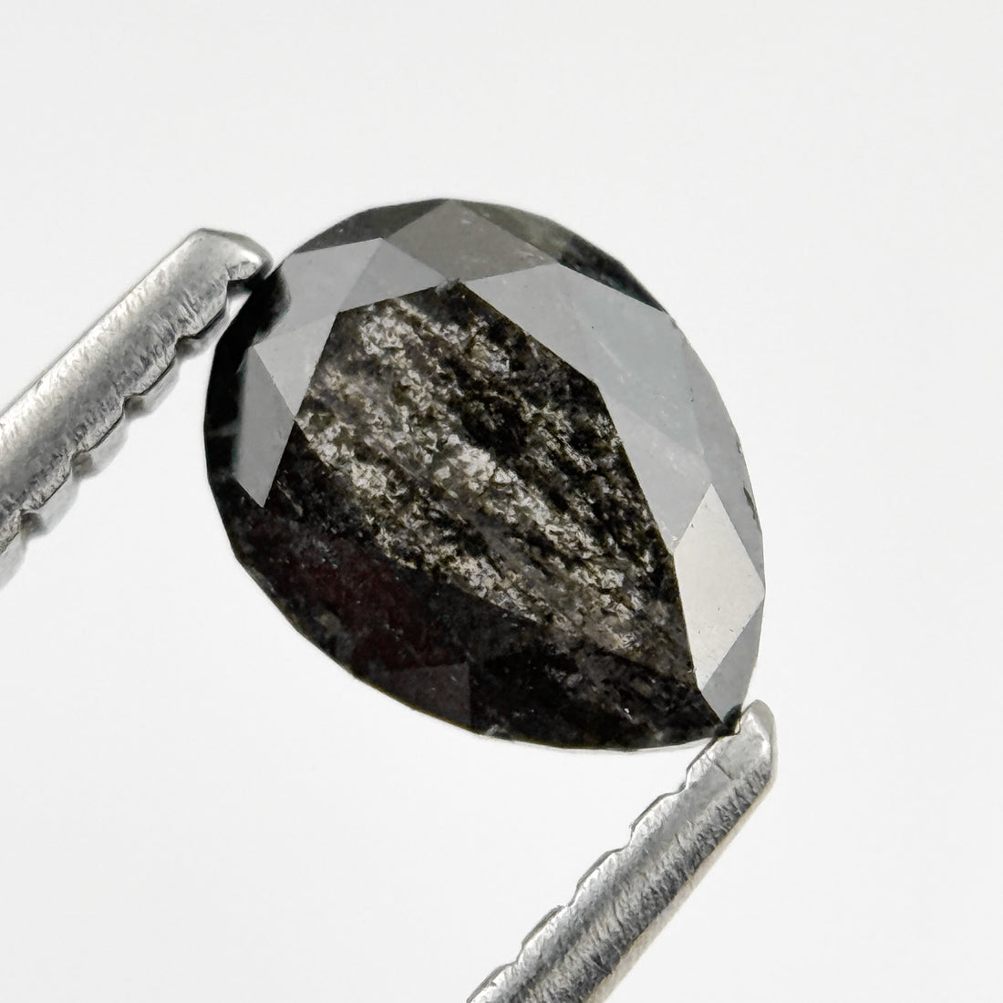 0.73 Ct Pear Rose Cut Grey Natural Salt and Pepper Diamond