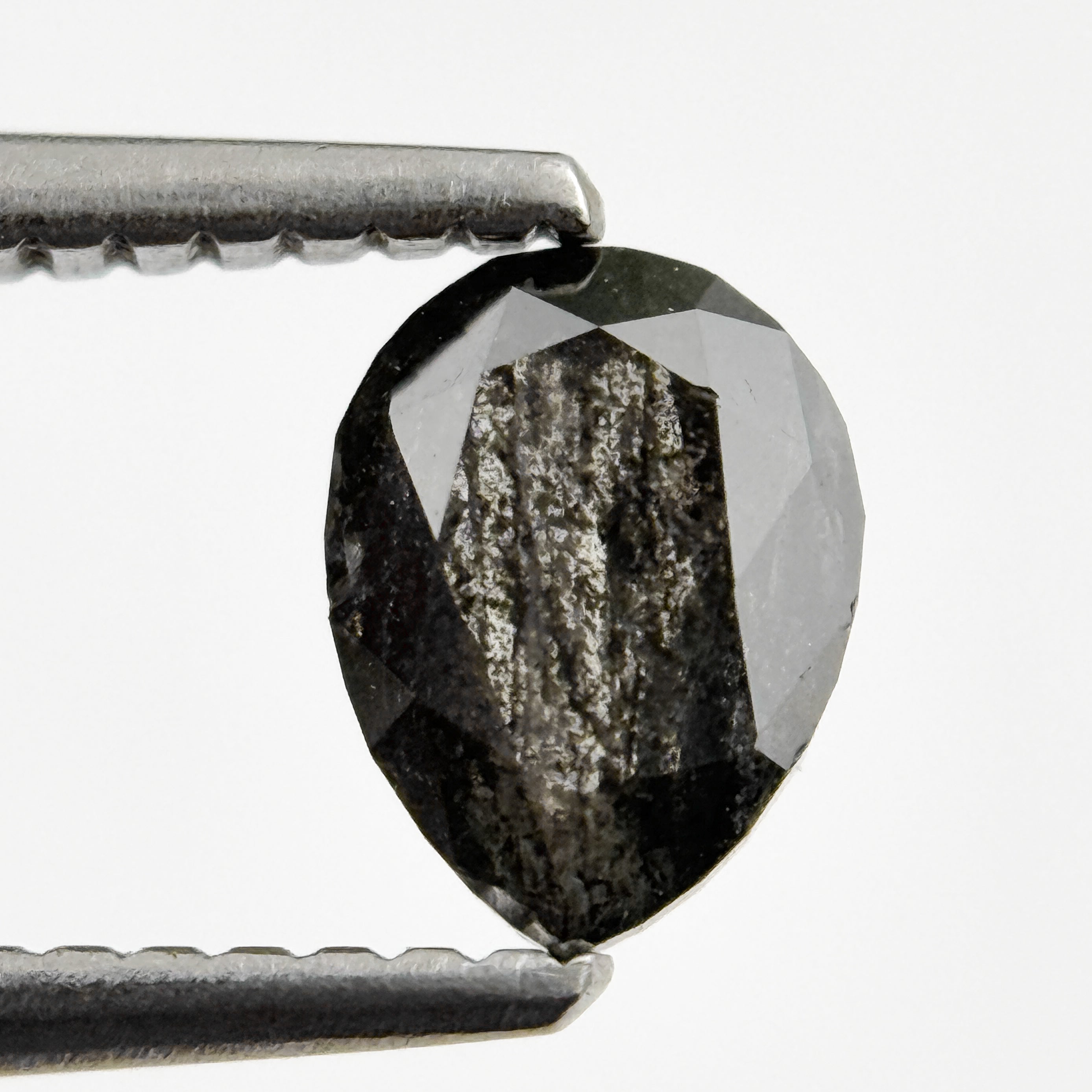 0.73 Ct Pear Rose Cut Grey Natural Salt and Pepper Diamond