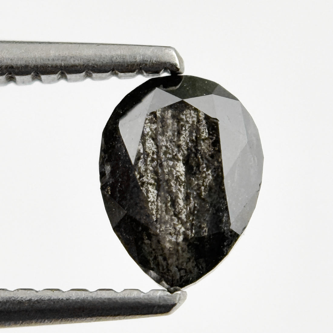 0.73 Ct Pear Rose Cut Grey Natural Salt and Pepper Diamond