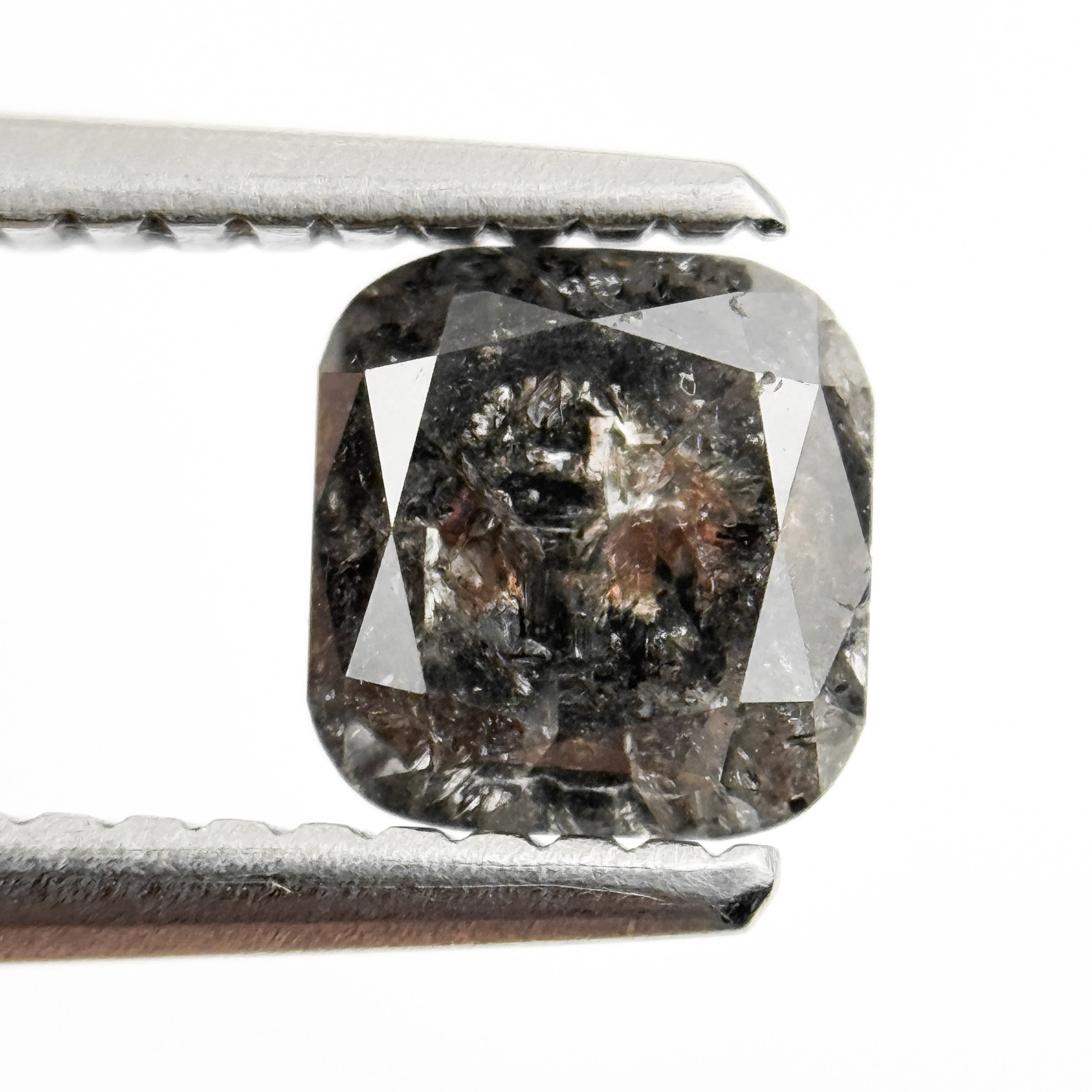 1.09 Ct Cushion Rose Cut Grey Natural Minimalist Salt and Pepper Diamond