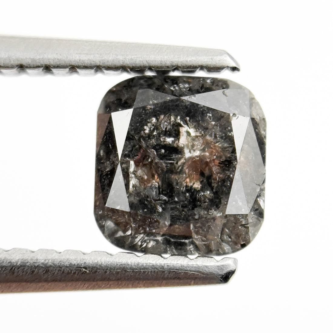 1.09 Ct Cushion Rose Cut Grey Natural Minimalist Salt and Pepper Diamond