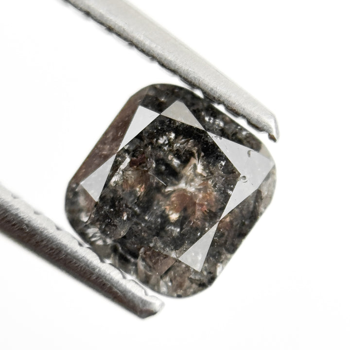 1.09 Ct Cushion Rose Cut Grey Natural Minimalist Salt and Pepper Diamond